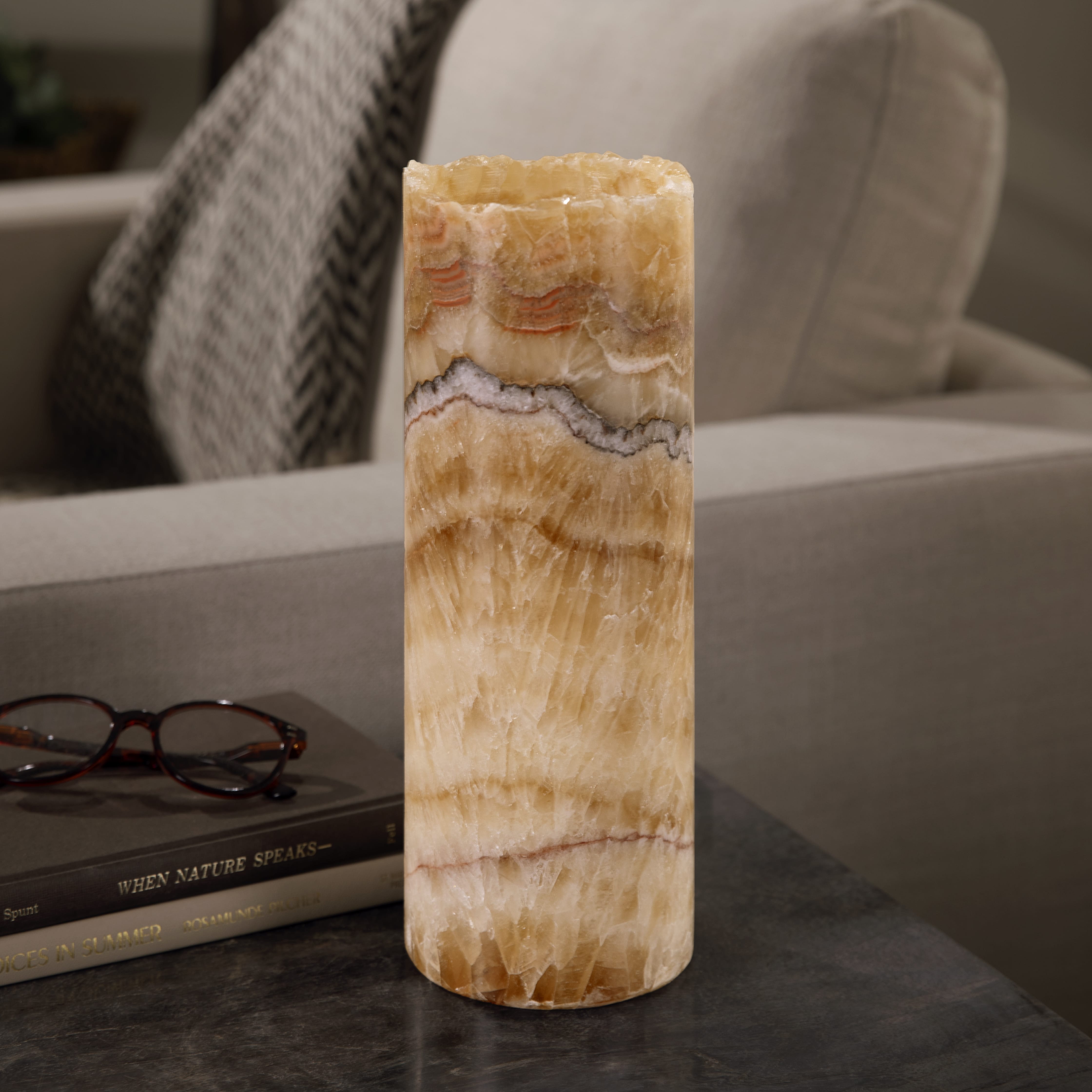 Kalifano Light Towers Onyx Cylinder Light Tower from Mexico - 12" LTCL3010.009