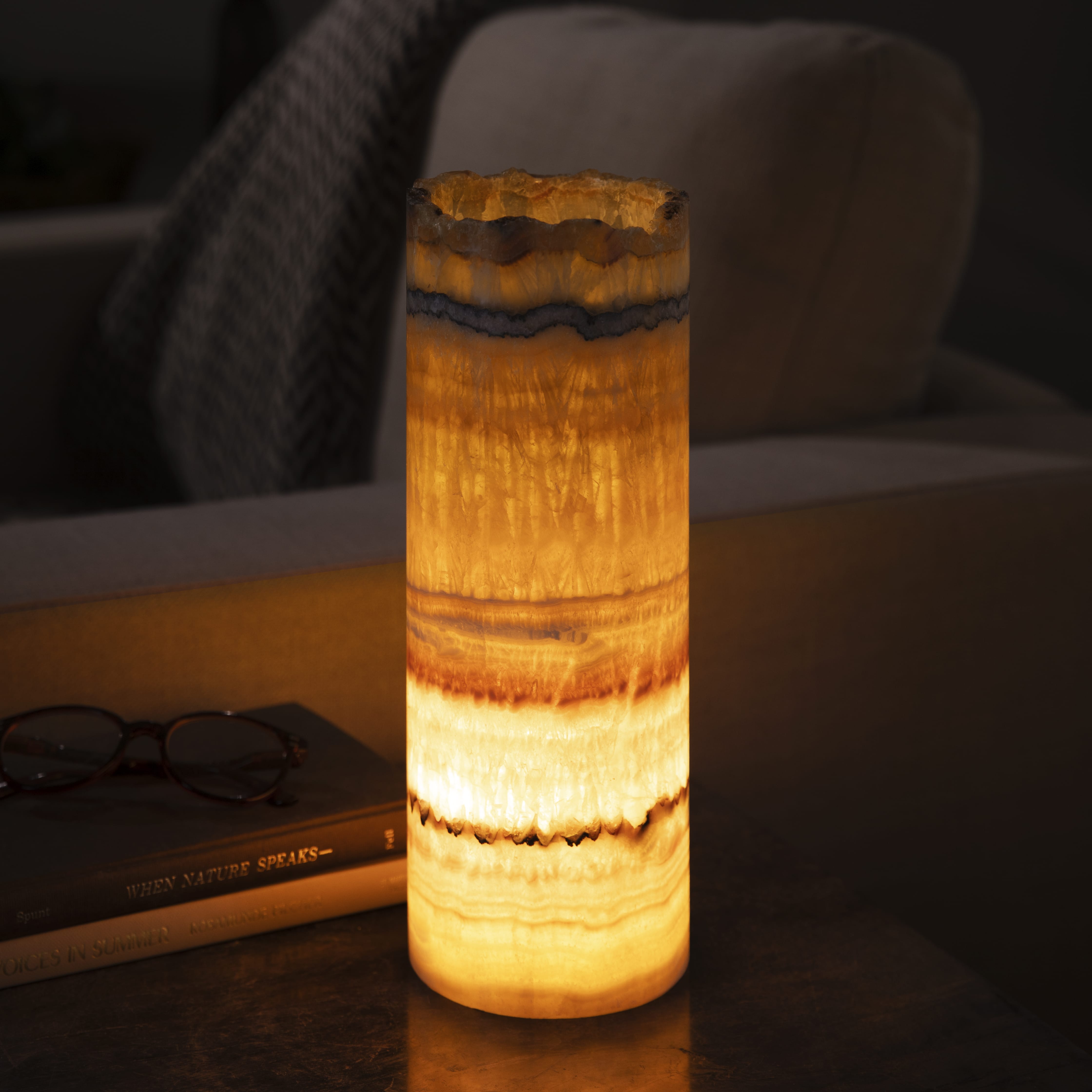 Kalifano Light Towers Onyx Cylinder Light Tower from Mexico - 12" LTCL3010.010