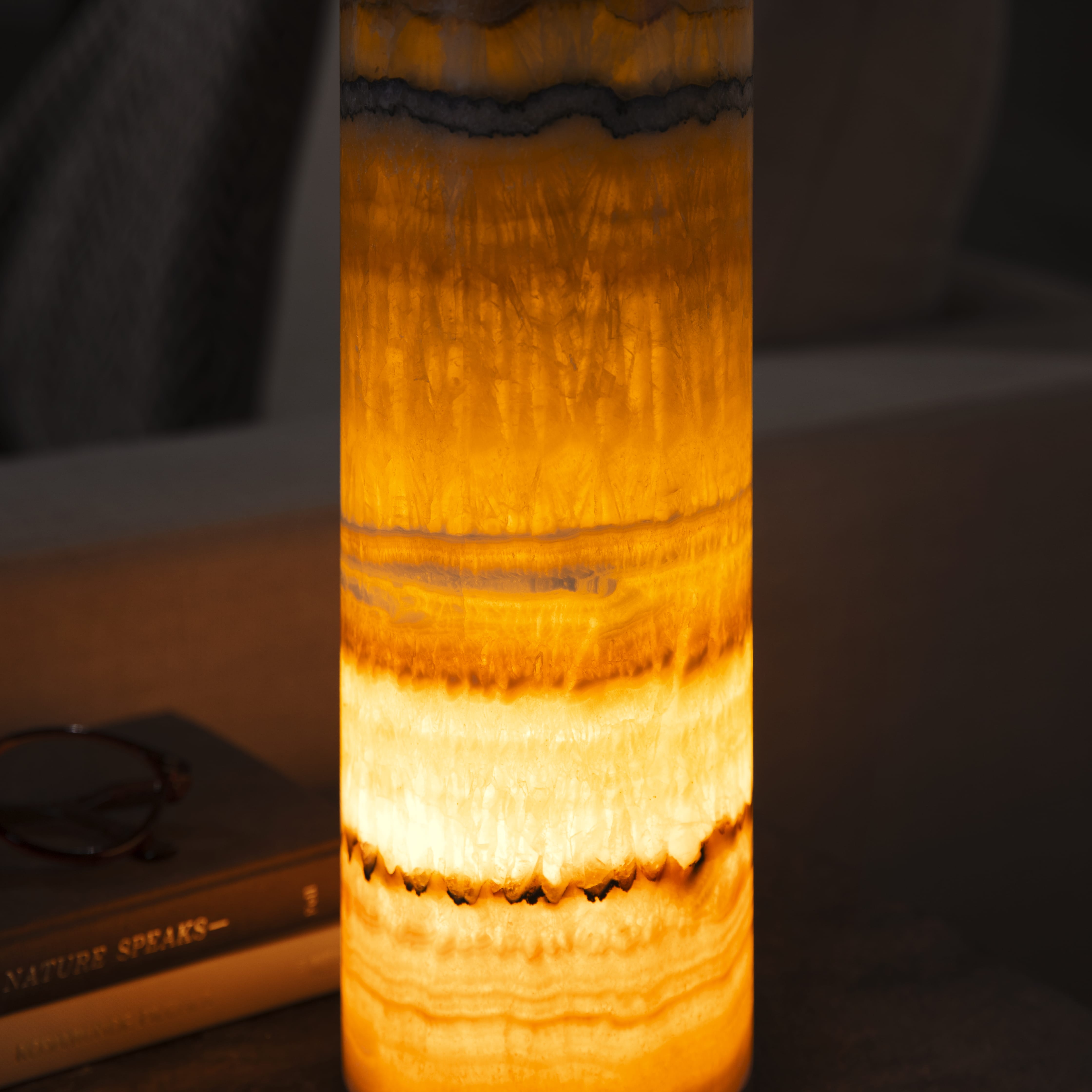 Kalifano Light Towers Onyx Cylinder Light Tower from Mexico - 12" LTCL3010.010