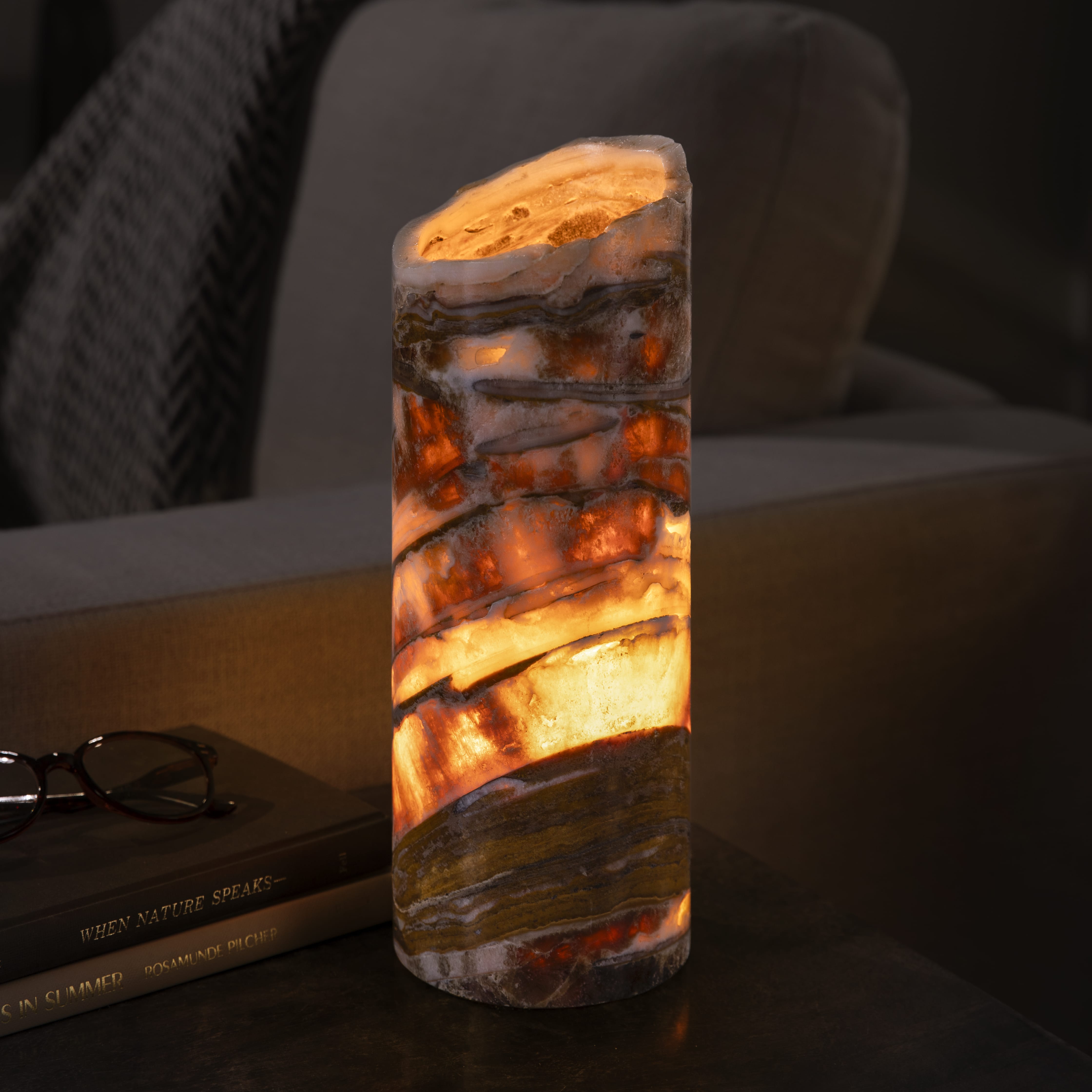 Kalifano Light Towers Onyx Cylinder Light Tower from Mexico - 12" LTCL3010.011