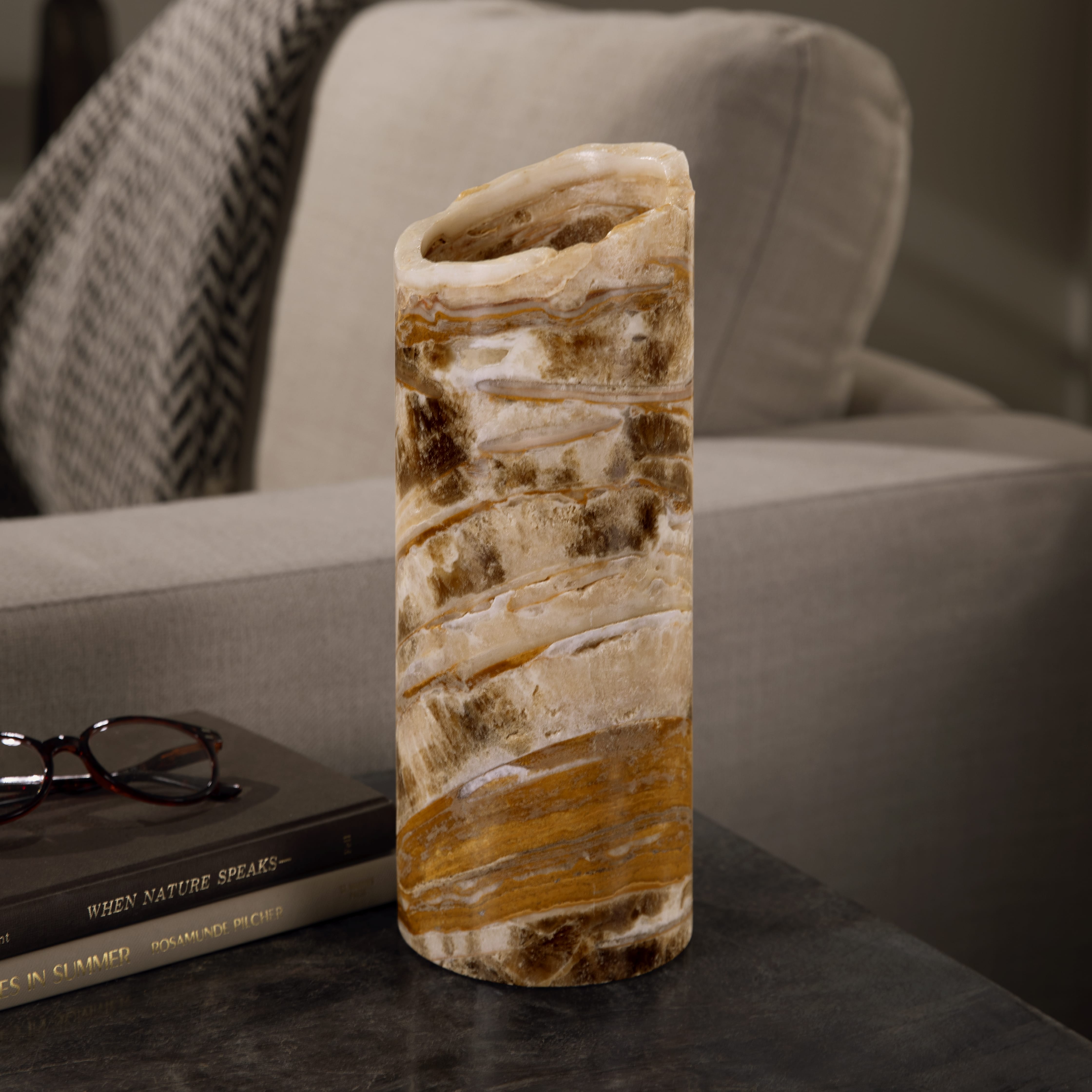 Kalifano Light Towers Onyx Cylinder Light Tower from Mexico - 12" LTCL3010.011