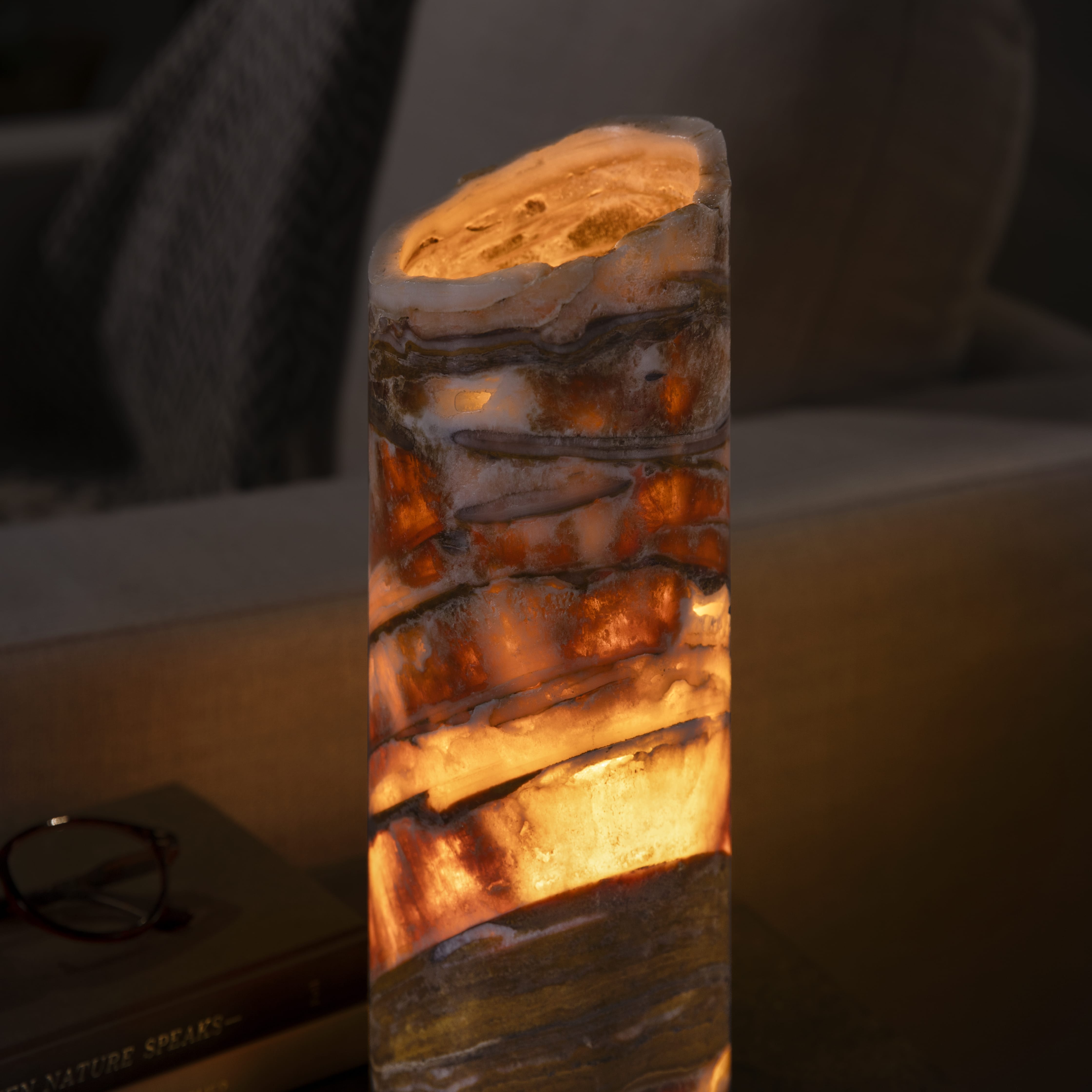 Kalifano Light Towers Onyx Cylinder Light Tower from Mexico - 12" LTCL3010.011