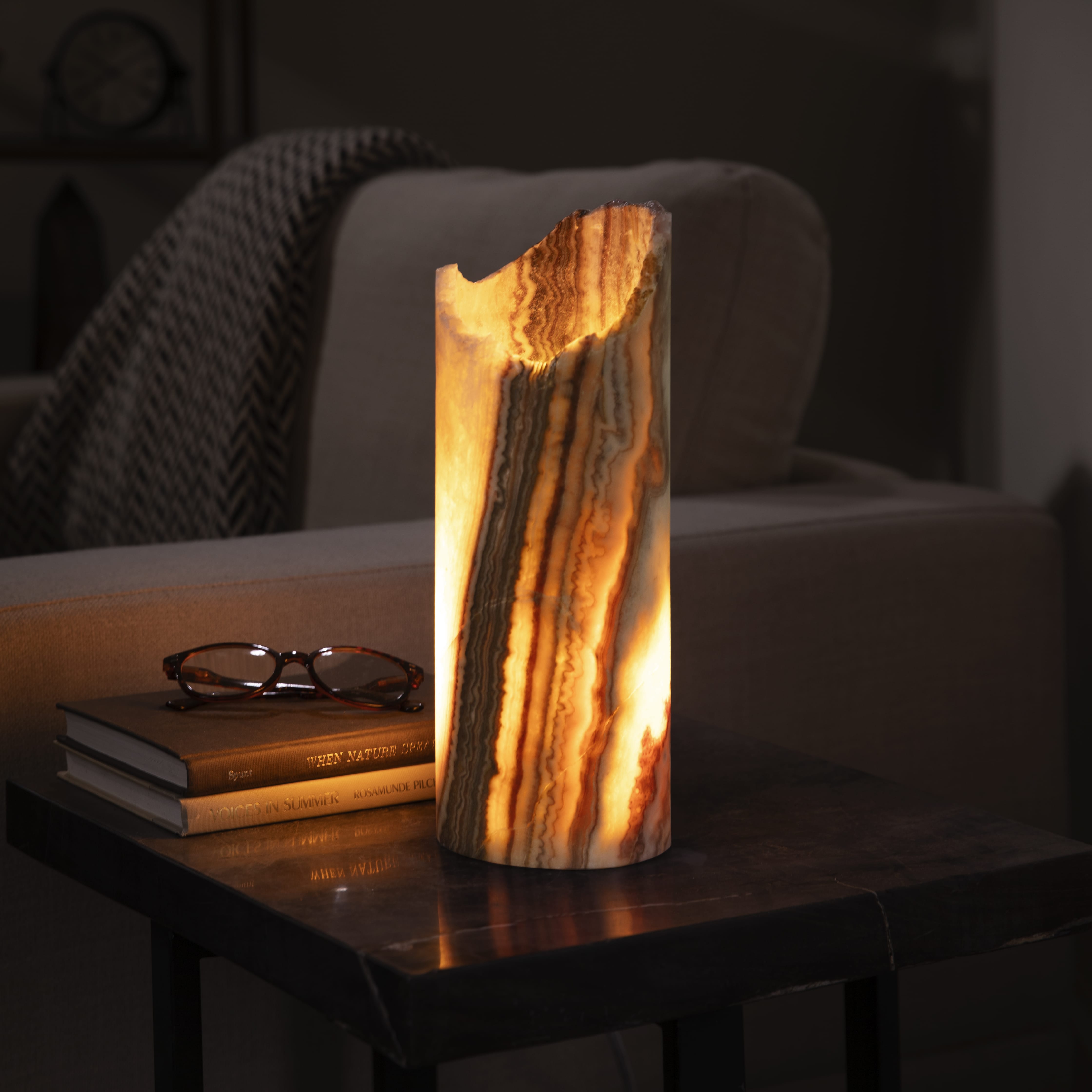 Kalifano Light Towers Onyx Cylinder Light Tower from Mexico - 12" LTCL3010.013