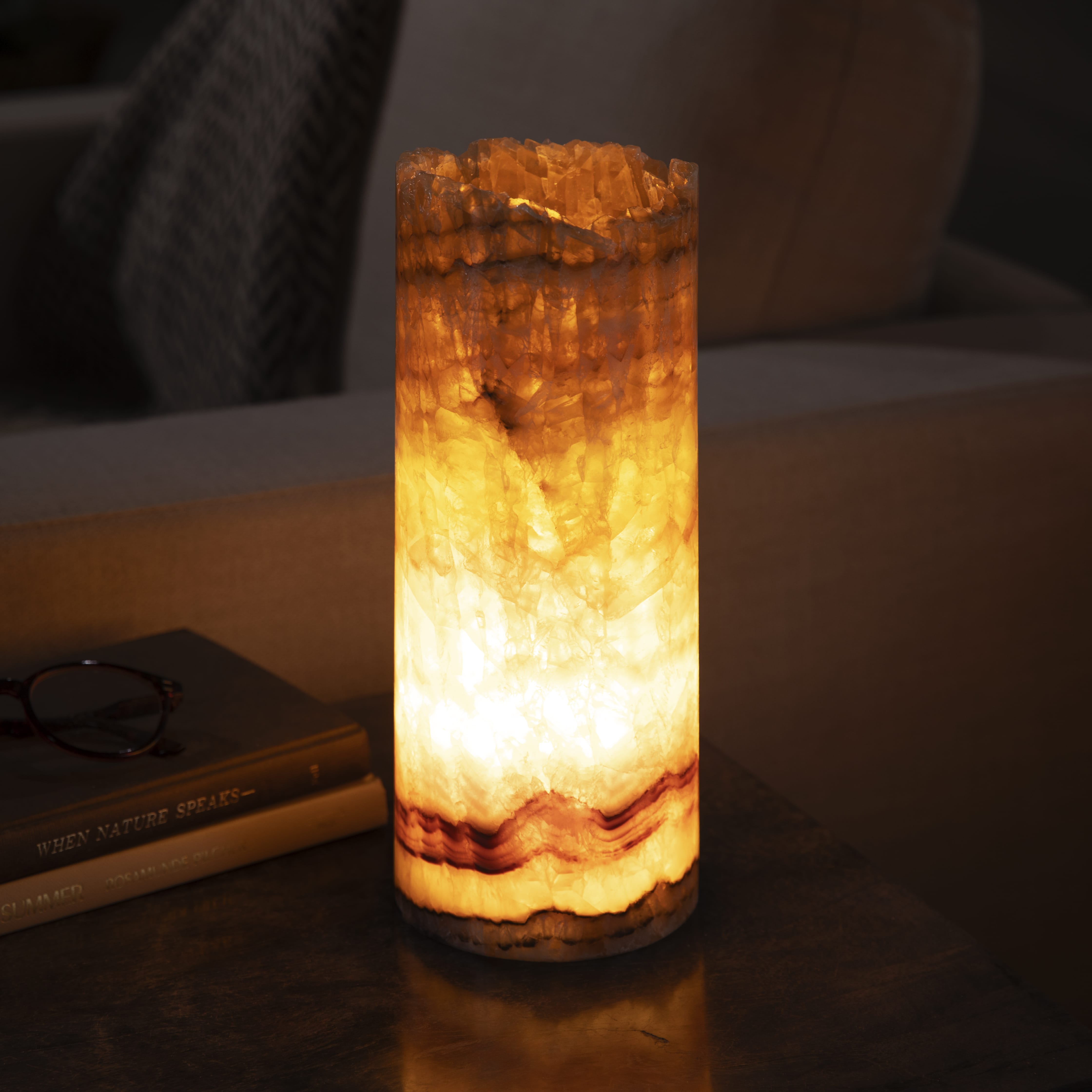 Kalifano Light Towers Onyx Cylinder Light Tower from Mexico - 12" LTCL3010.014