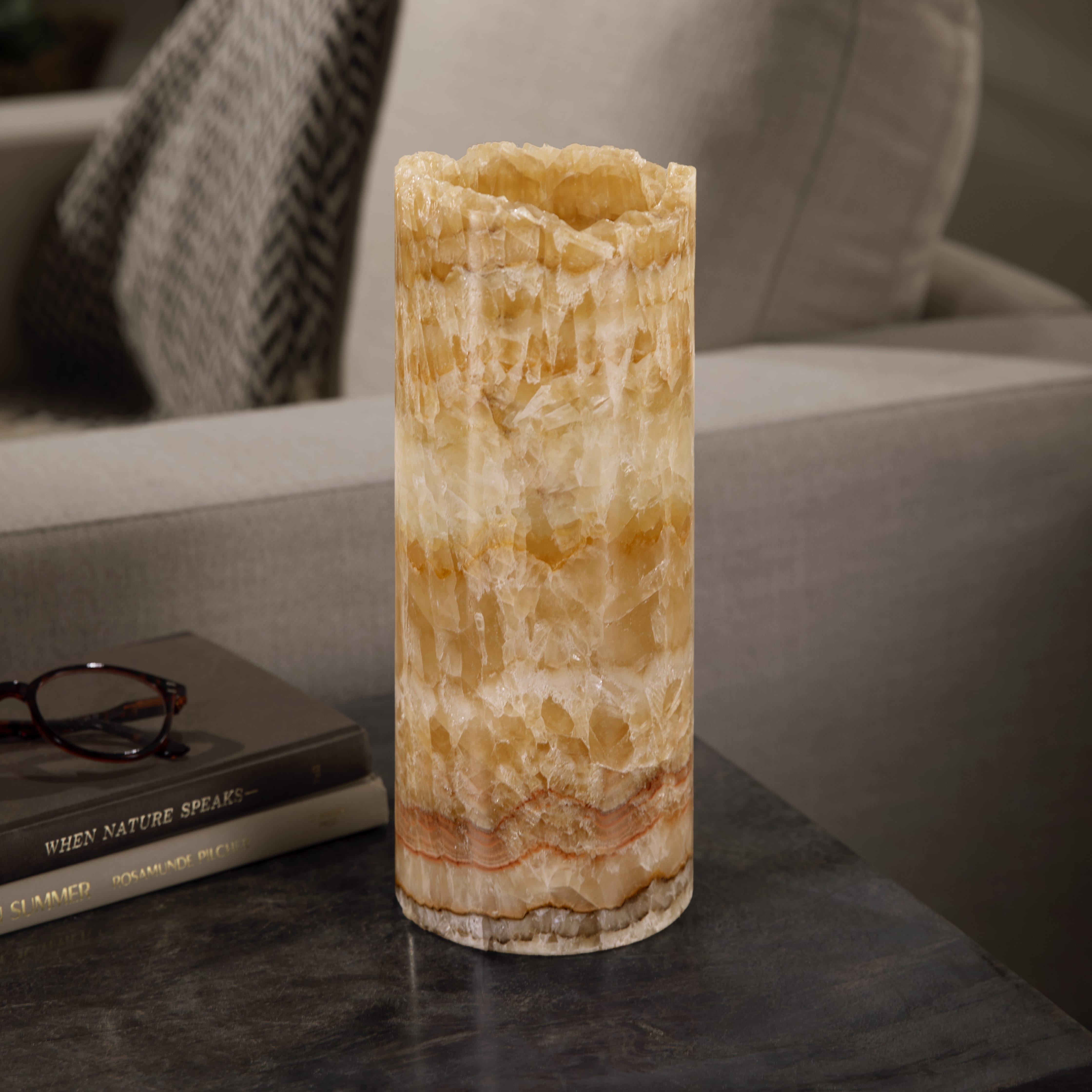 Kalifano Light Towers Onyx Cylinder Light Tower from Mexico - 12" LTCL3010.014