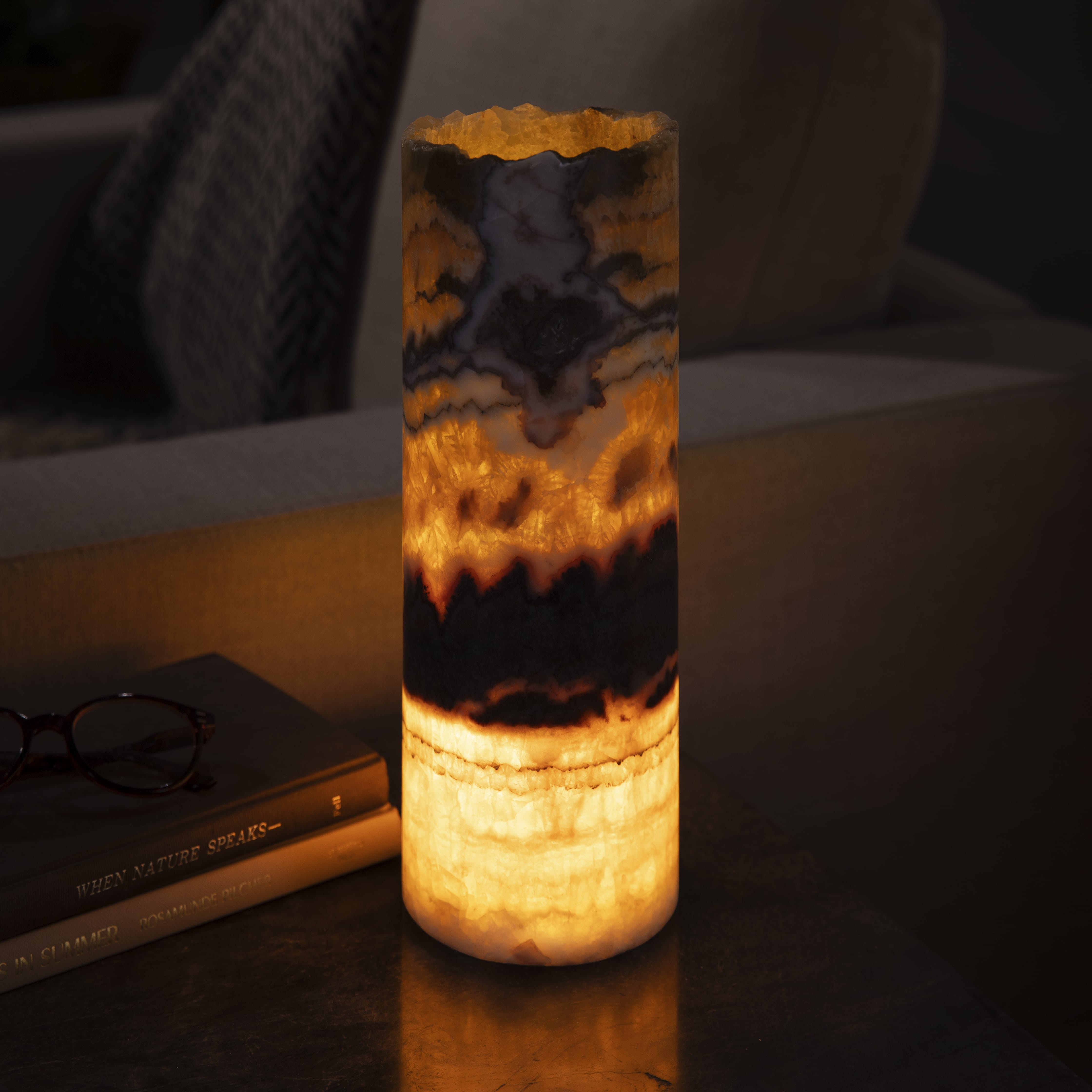 Kalifano Light Towers Onyx Cylinder Light Tower from Mexico - 12" LTCL3010.015
