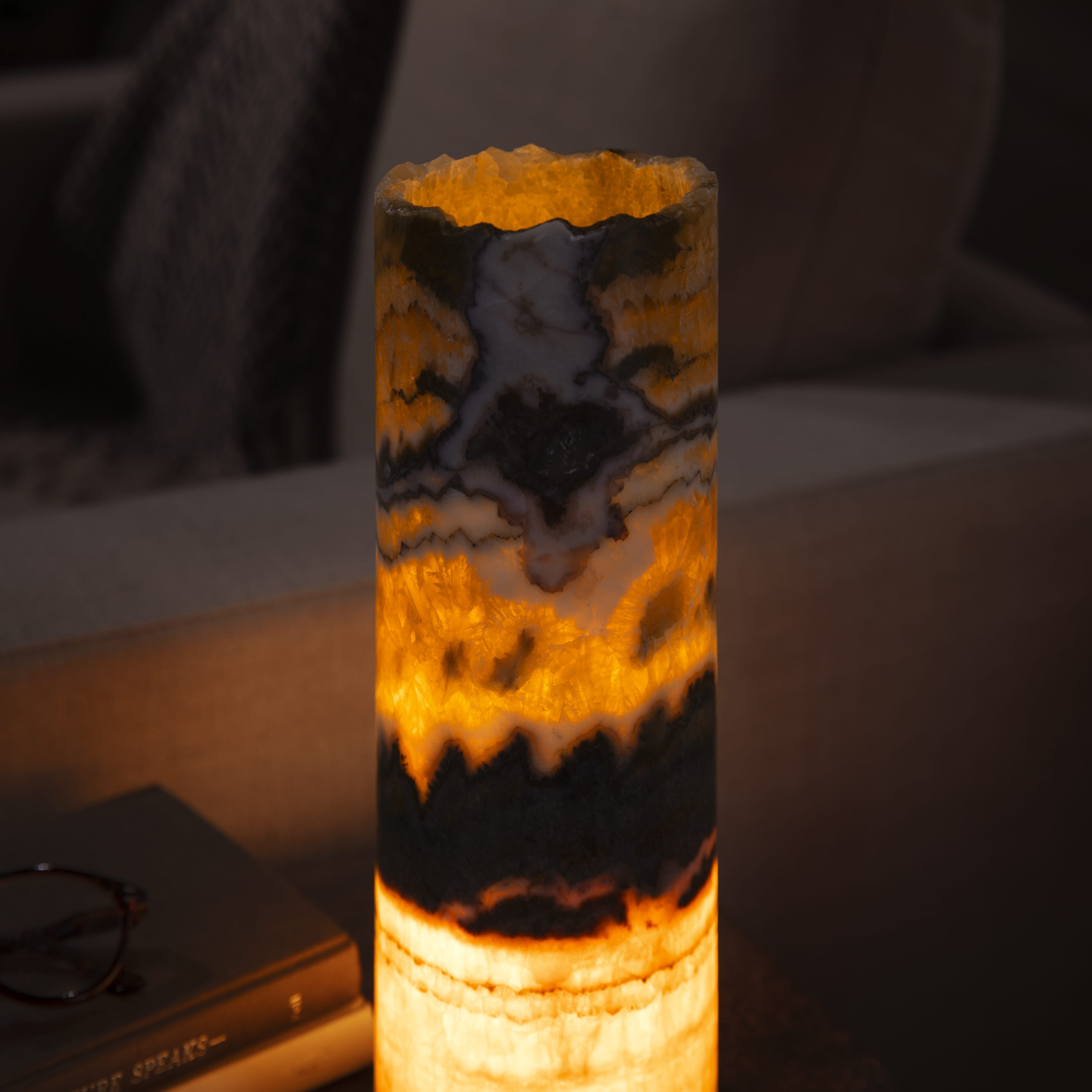 Kalifano Light Towers Onyx Cylinder Light Tower from Mexico - 12" LTCL3010.015