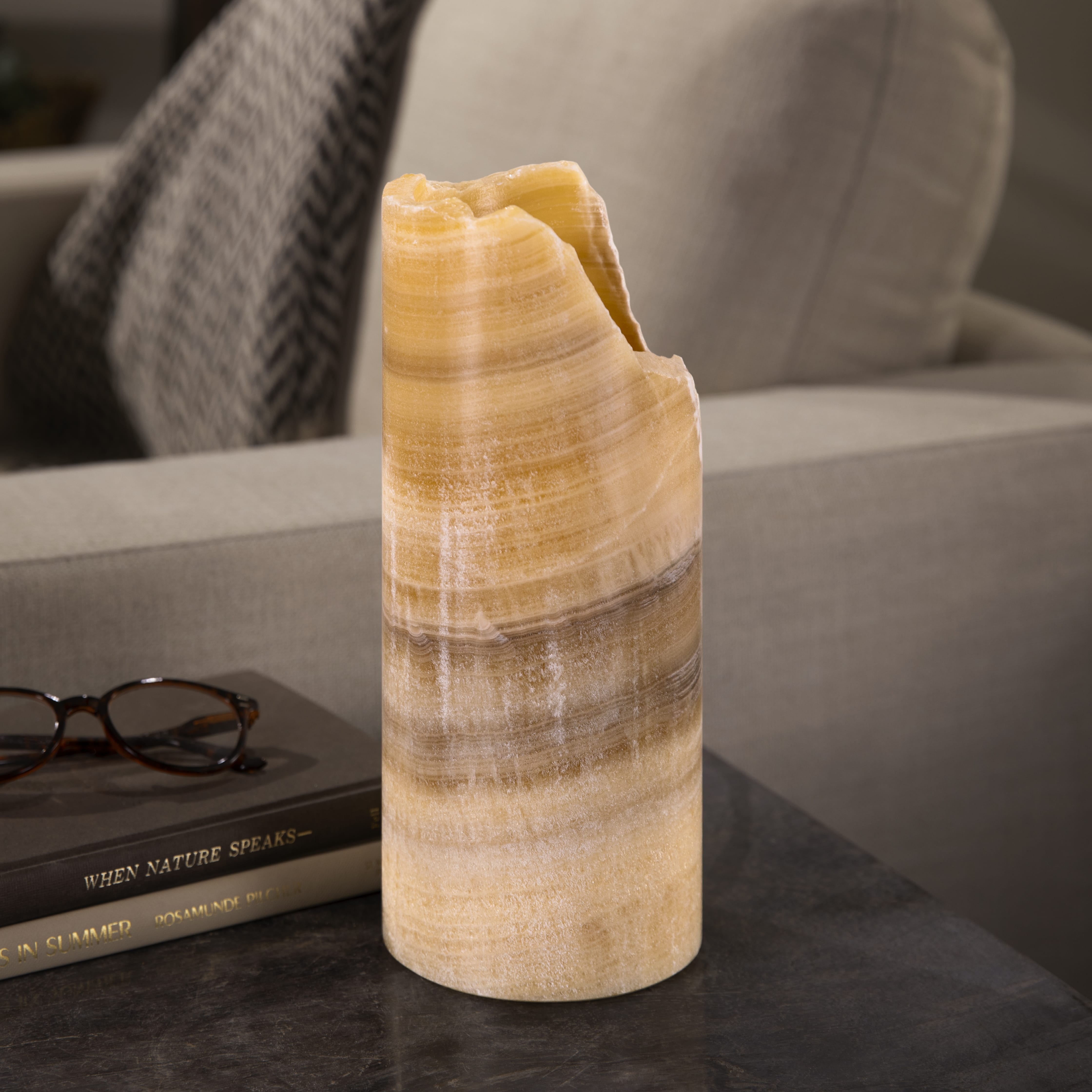 Kalifano Light Towers Onyx Cylinder Light Tower from Mexico - 12" LTCL3010.017