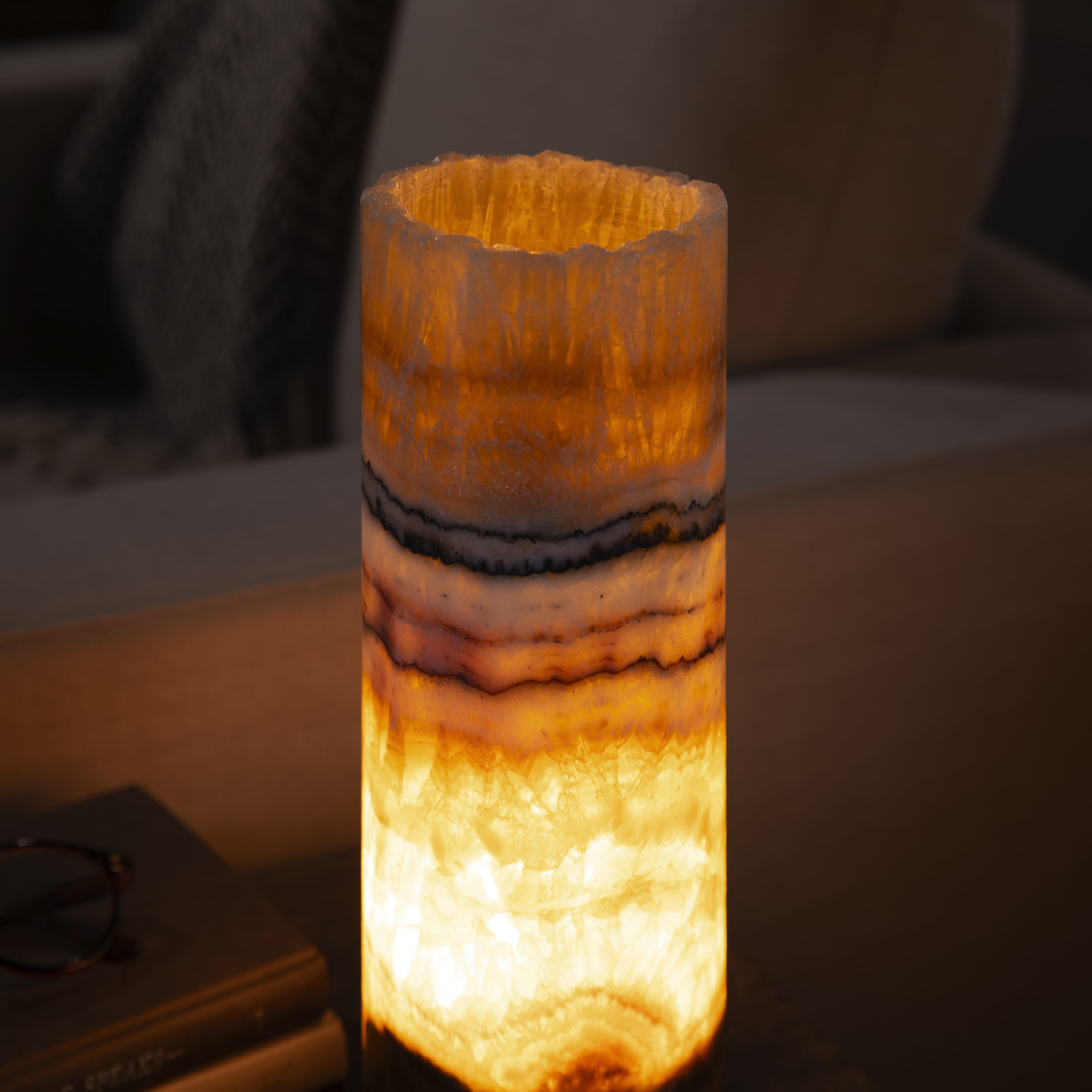 Kalifano Light Towers Onyx Cylinder Light Tower from Mexico - 12" LTCL3010.018