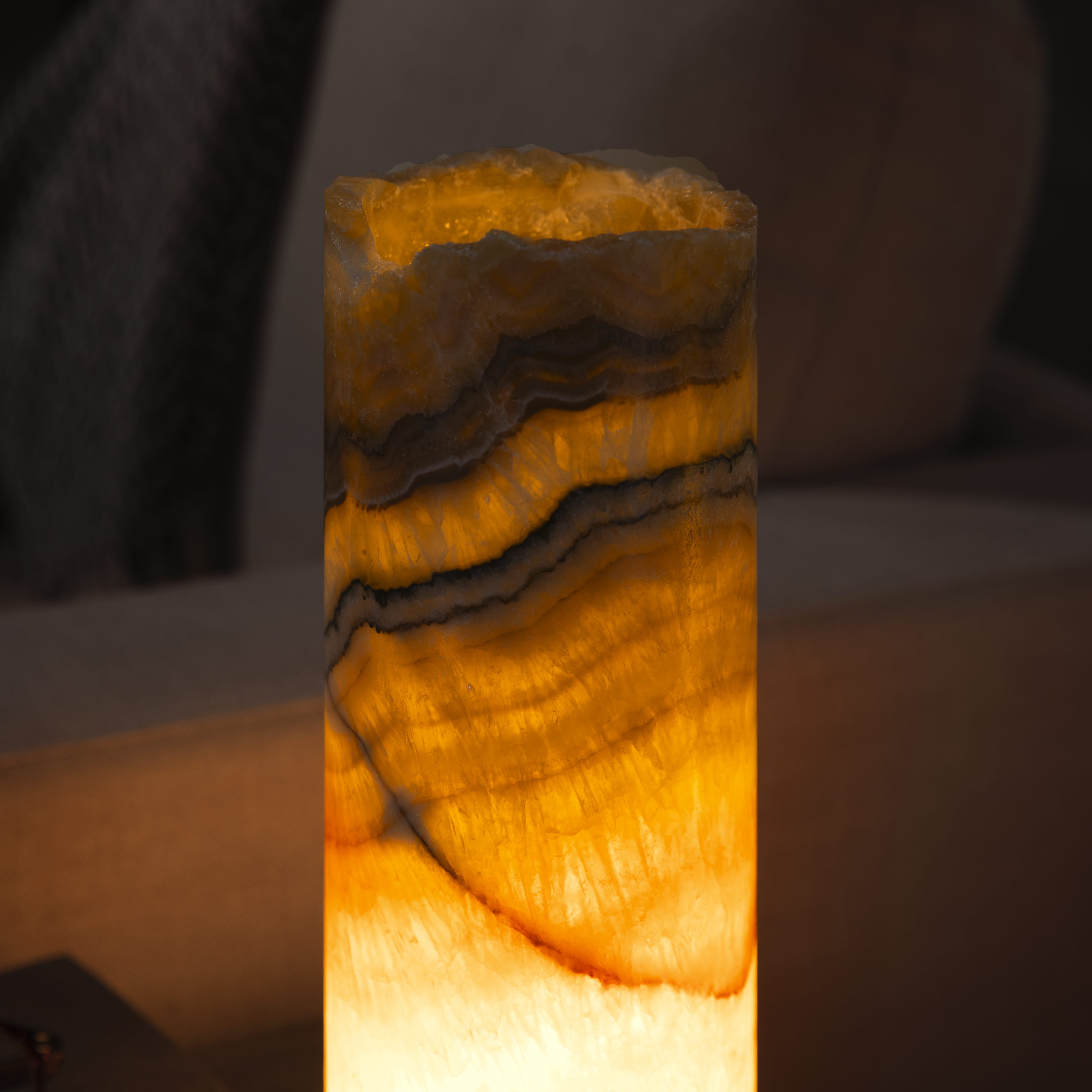 Kalifano Light Towers Onyx Cylinder Light Tower from Mexico - 12" LTCL3010.019