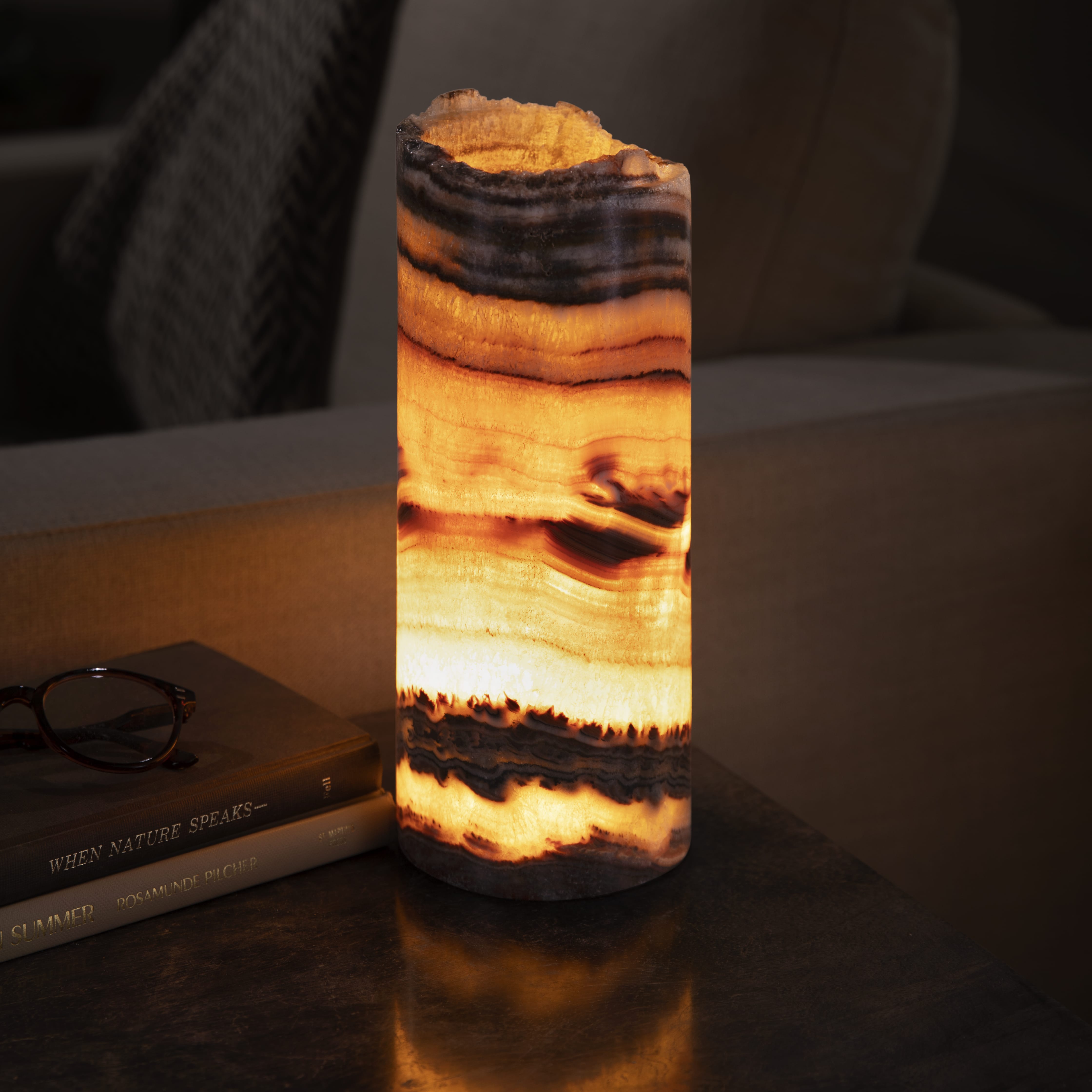 Kalifano Light Towers Onyx Cylinder Light Tower from Mexico - 12" LTCL3010.020