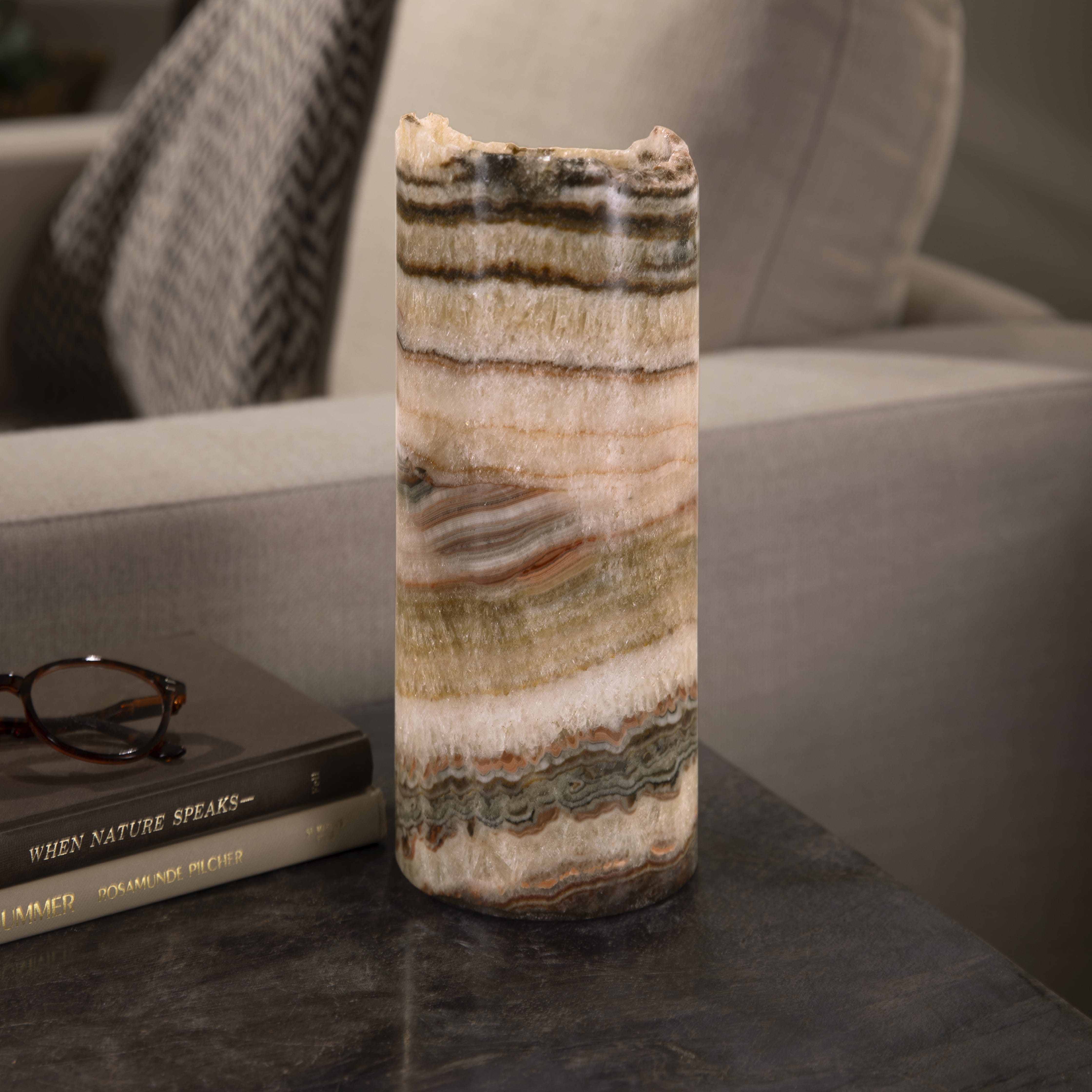 Kalifano Light Towers Onyx Cylinder Light Tower from Mexico - 12" LTCL3010.020