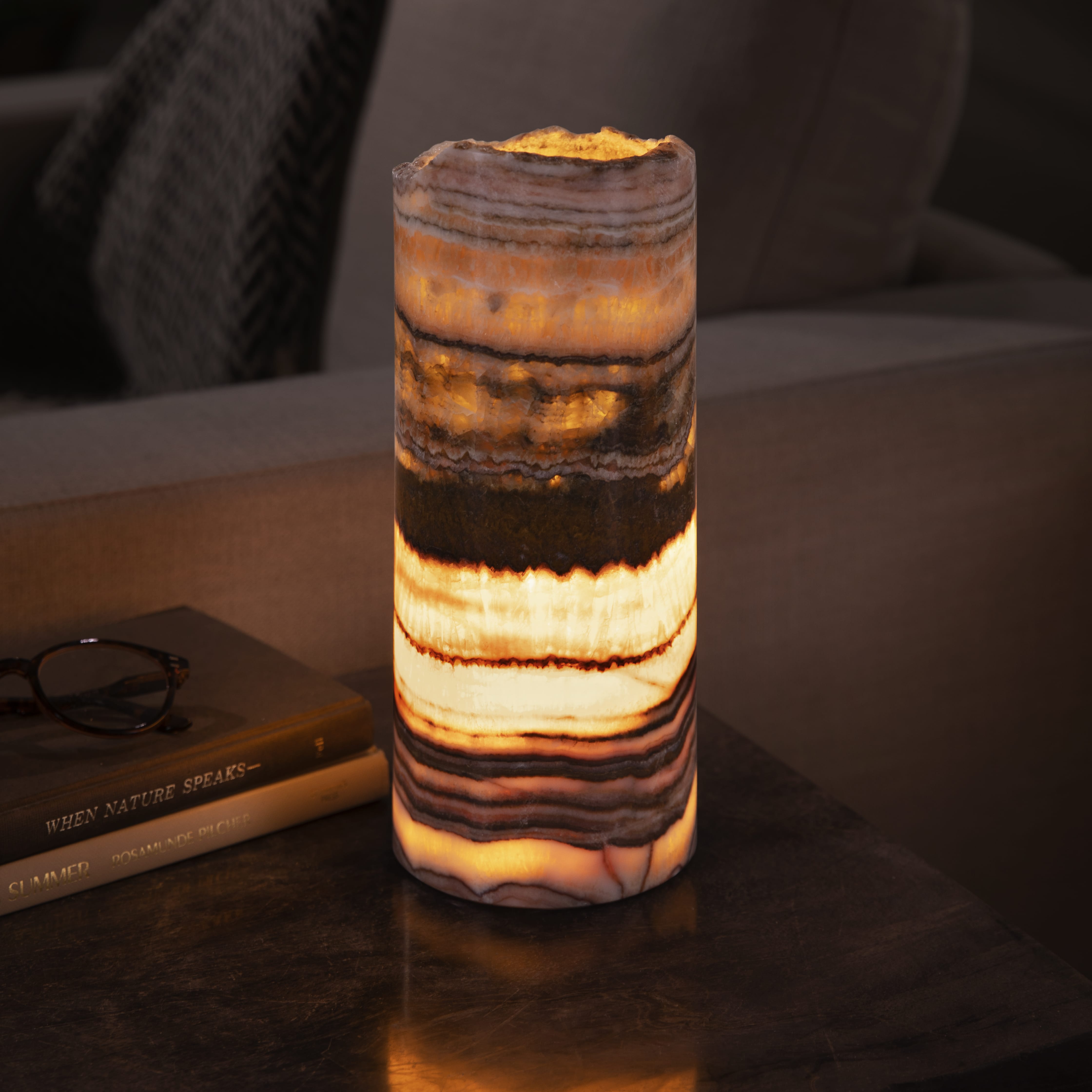 Kalifano Light Towers Onyx Cylinder Light Tower from Mexico - 12" LTCL3010.021
