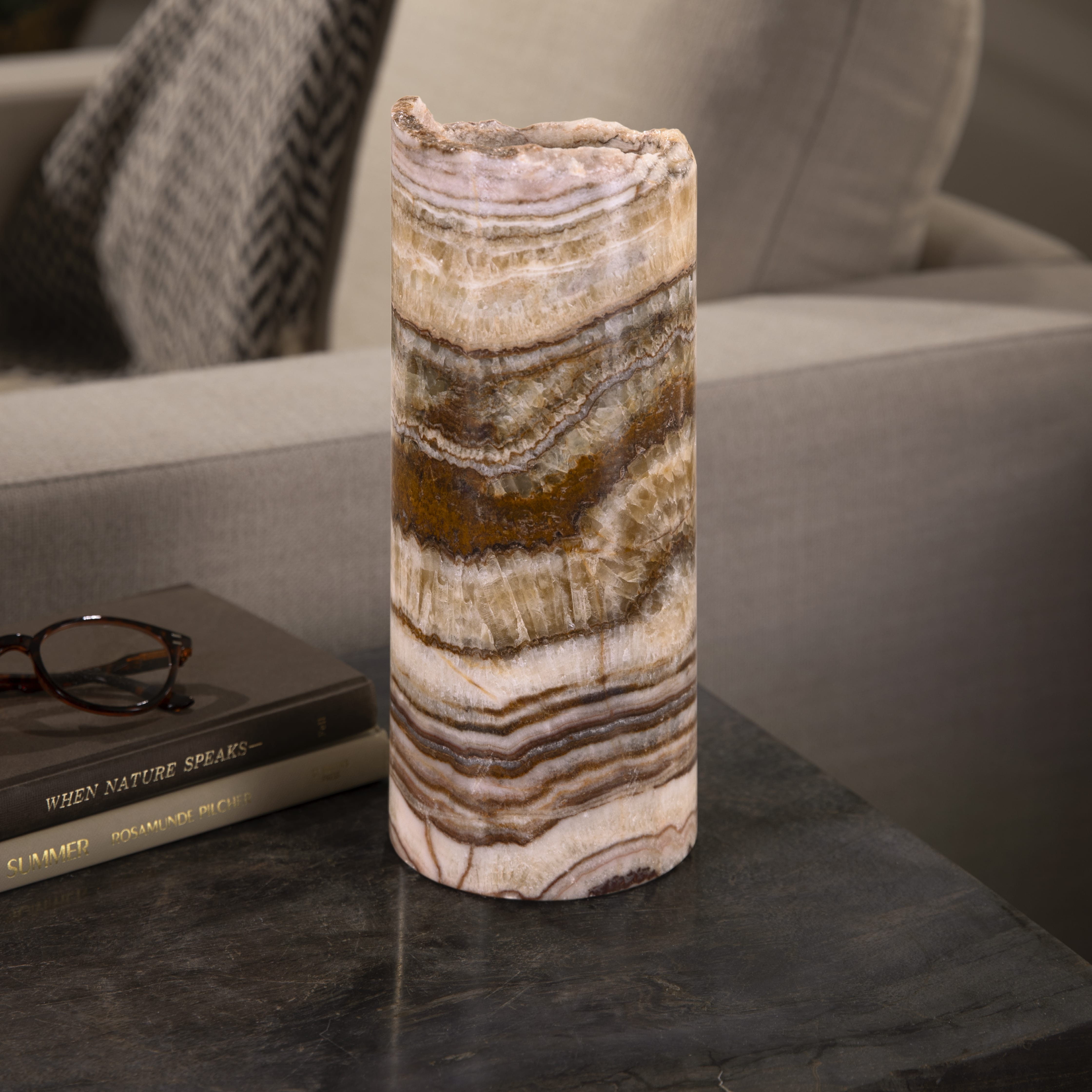 Kalifano Light Towers Onyx Cylinder Light Tower from Mexico - 12" LTCL3010.021