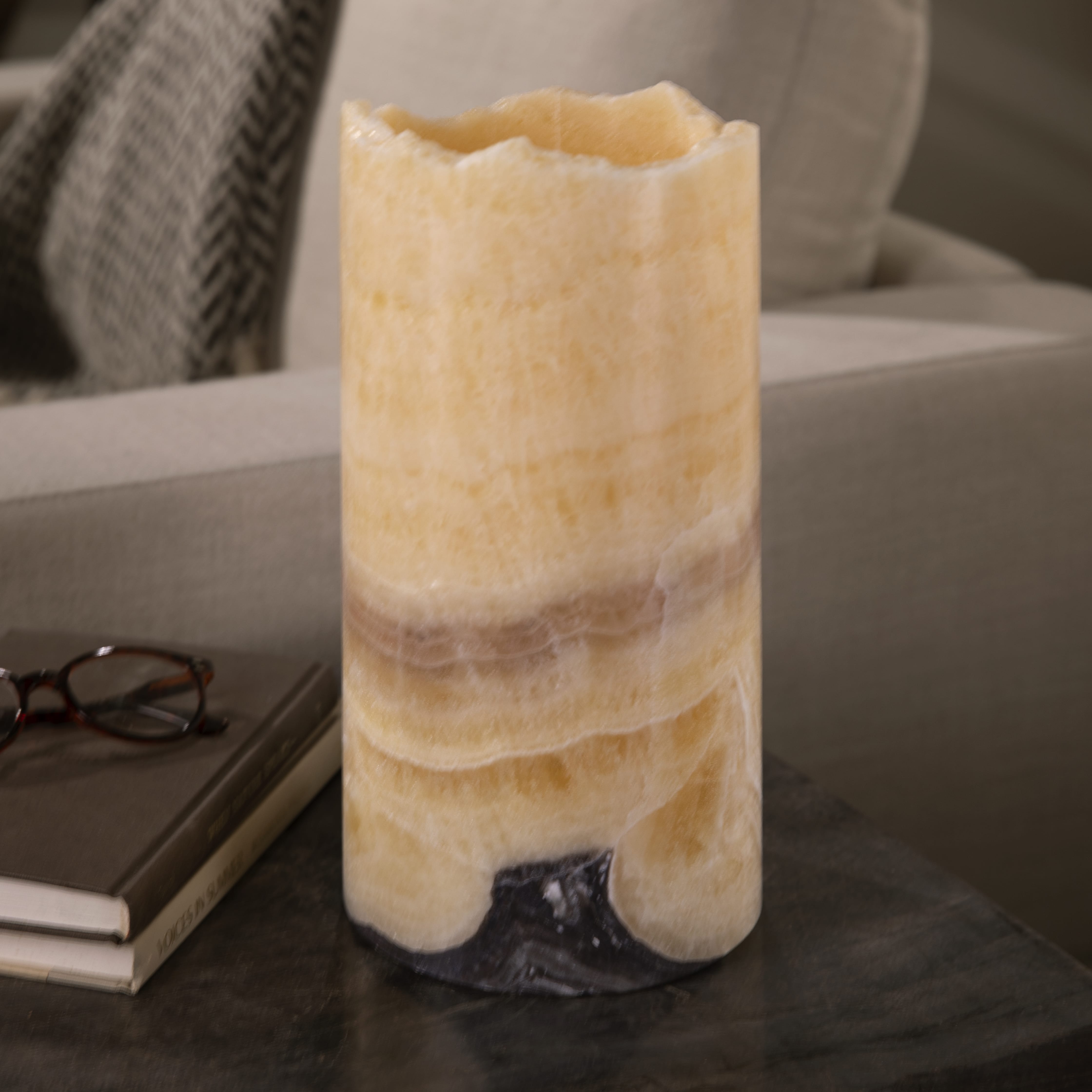 Kalifano Light Towers Onyx Cylinder Light Tower from Mexico - 12" LTCL3015.011