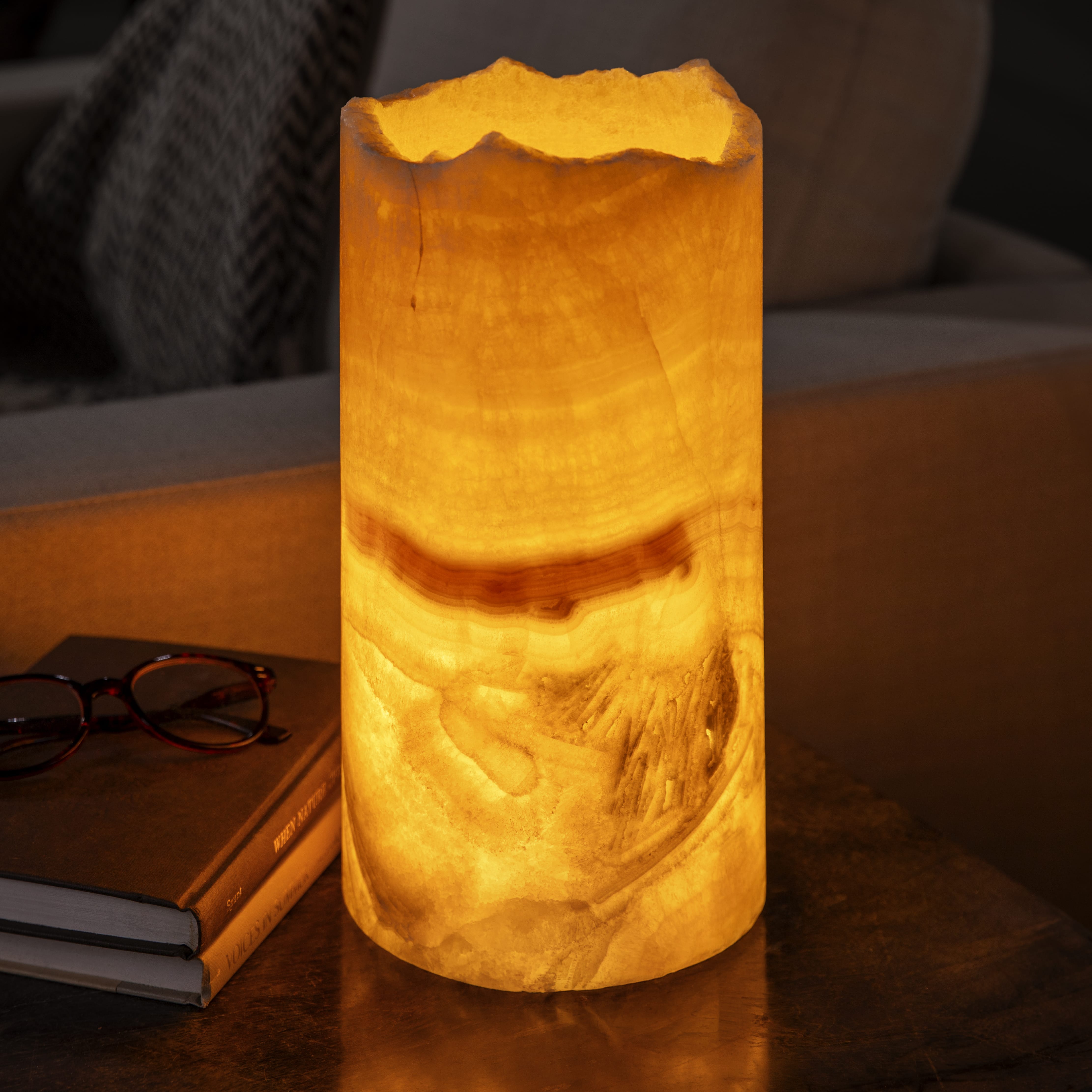 Kalifano Light Towers Onyx Cylinder Light Tower from Mexico - 12" LTCL3015.011