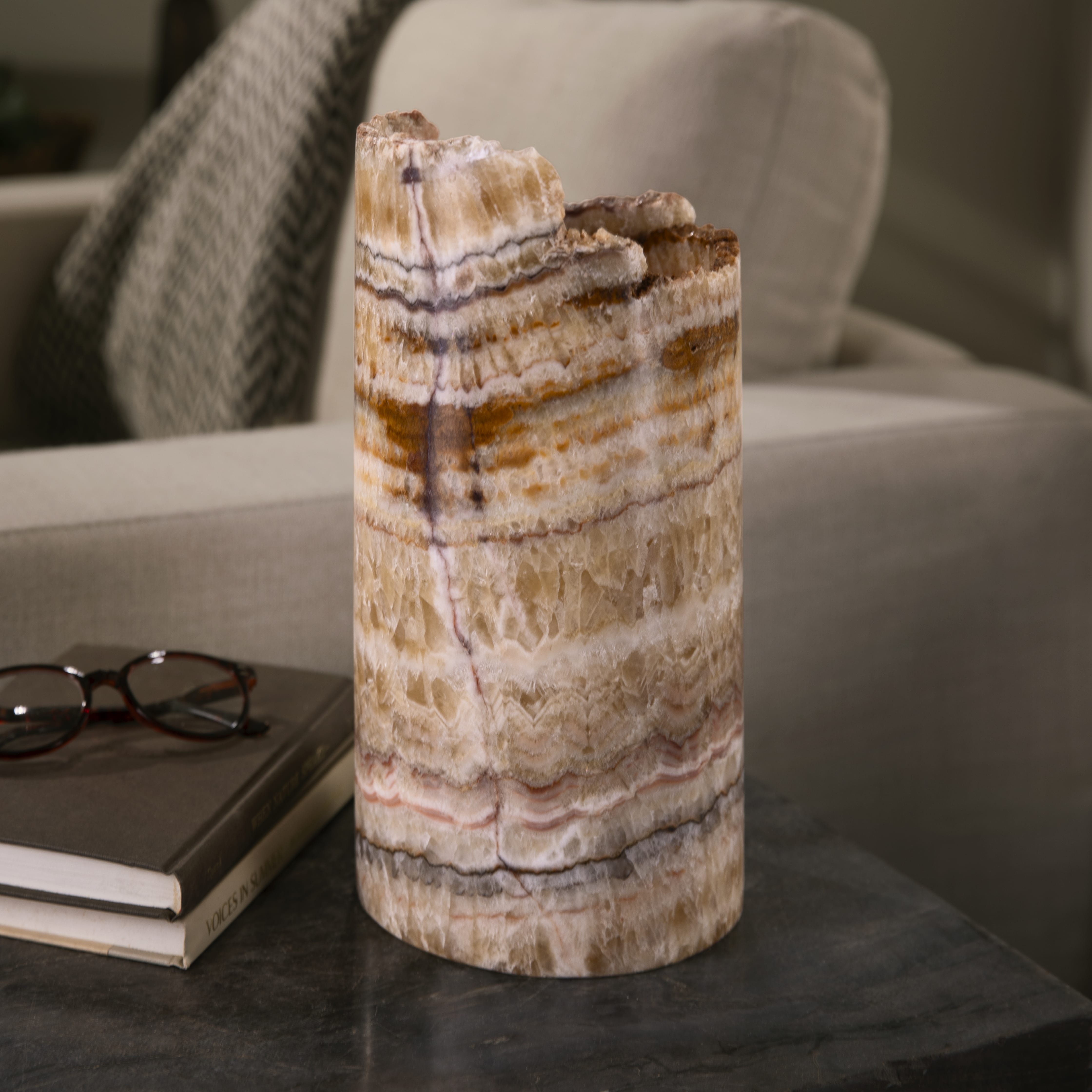 Kalifano Light Towers Onyx Cylinder Light Tower from Mexico - 12" LTCL3015.012