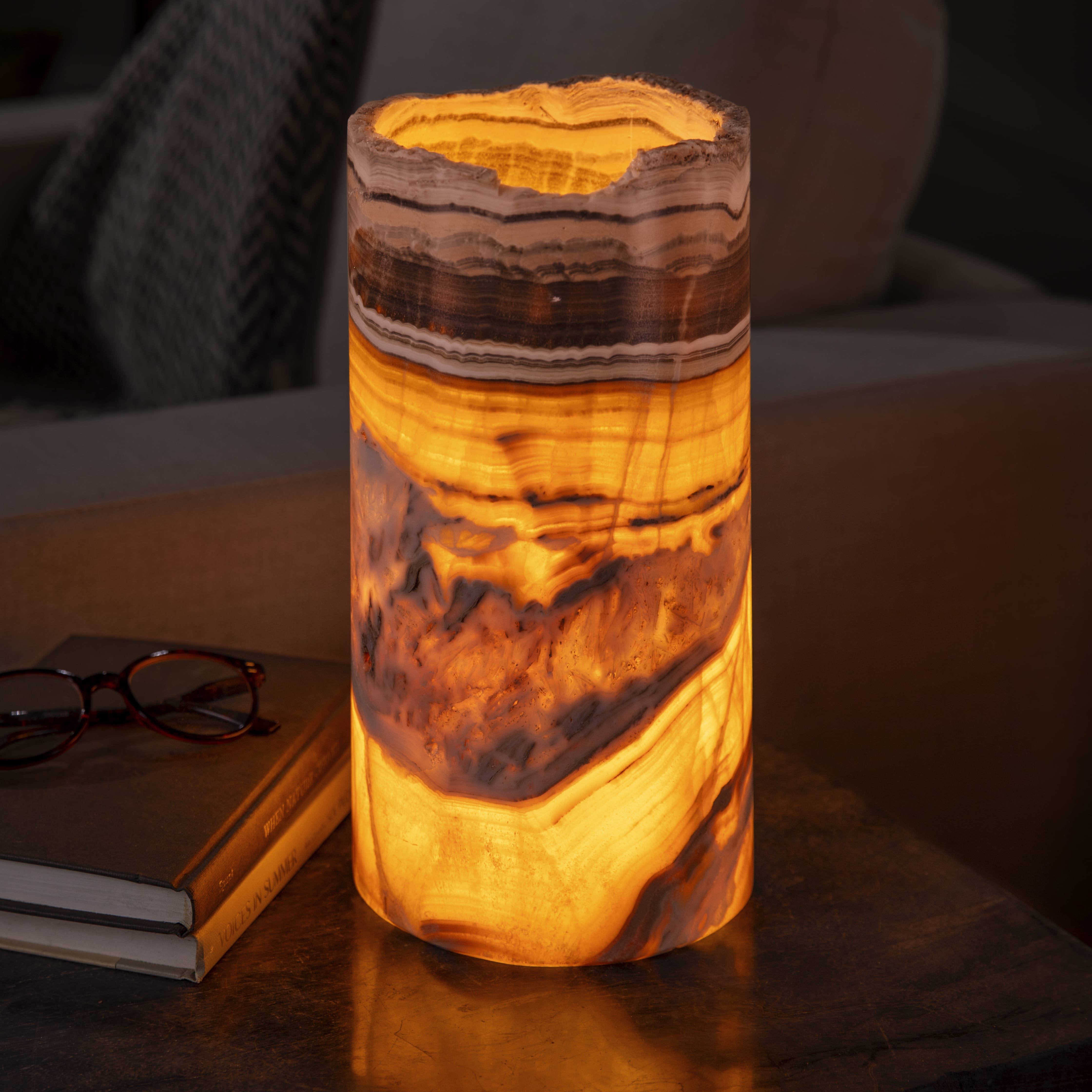 Kalifano Light Towers Onyx Cylinder Light Tower from Mexico - 12" LTCL3015.013
