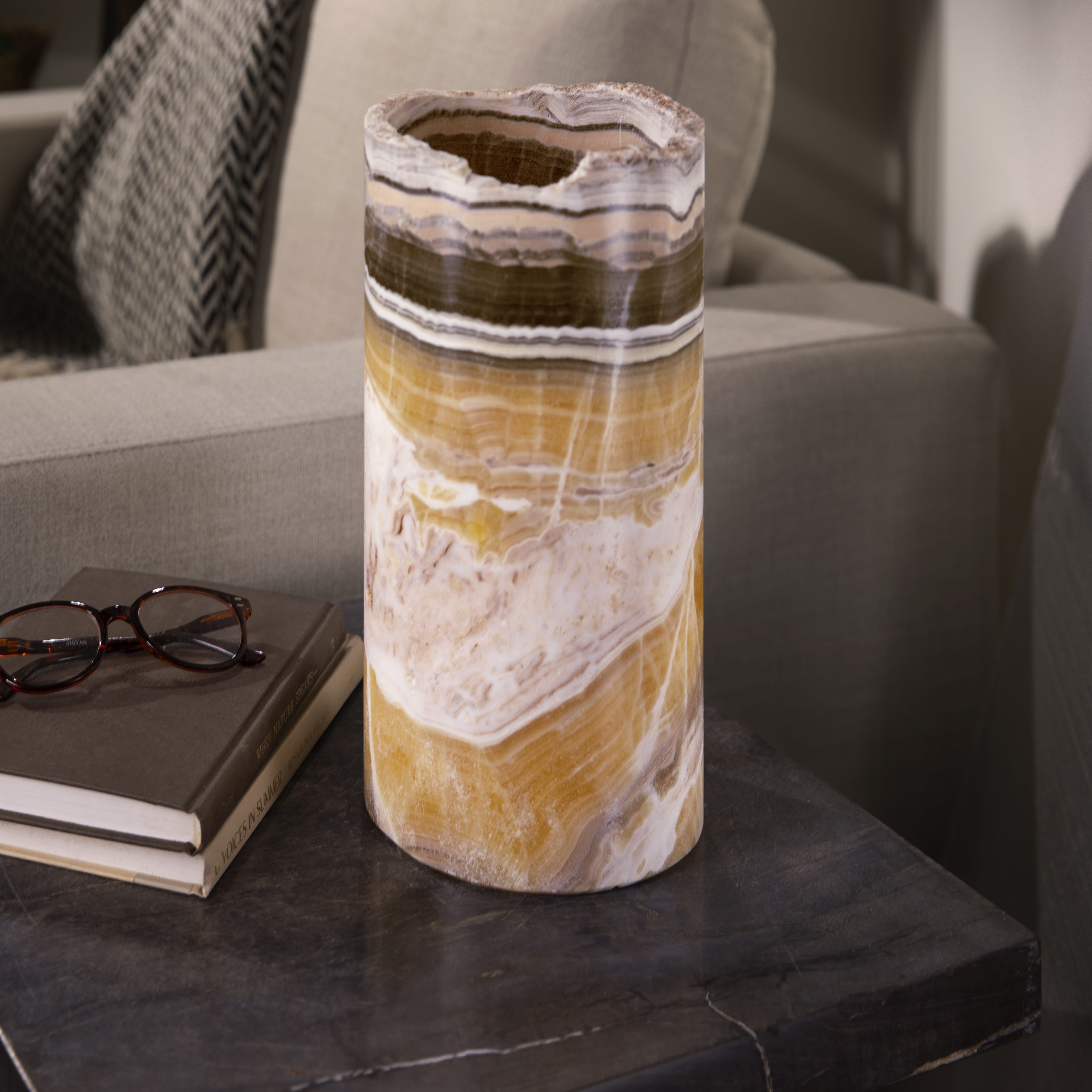 Kalifano Light Towers Onyx Cylinder Light Tower from Mexico - 12" LTCL3015.013