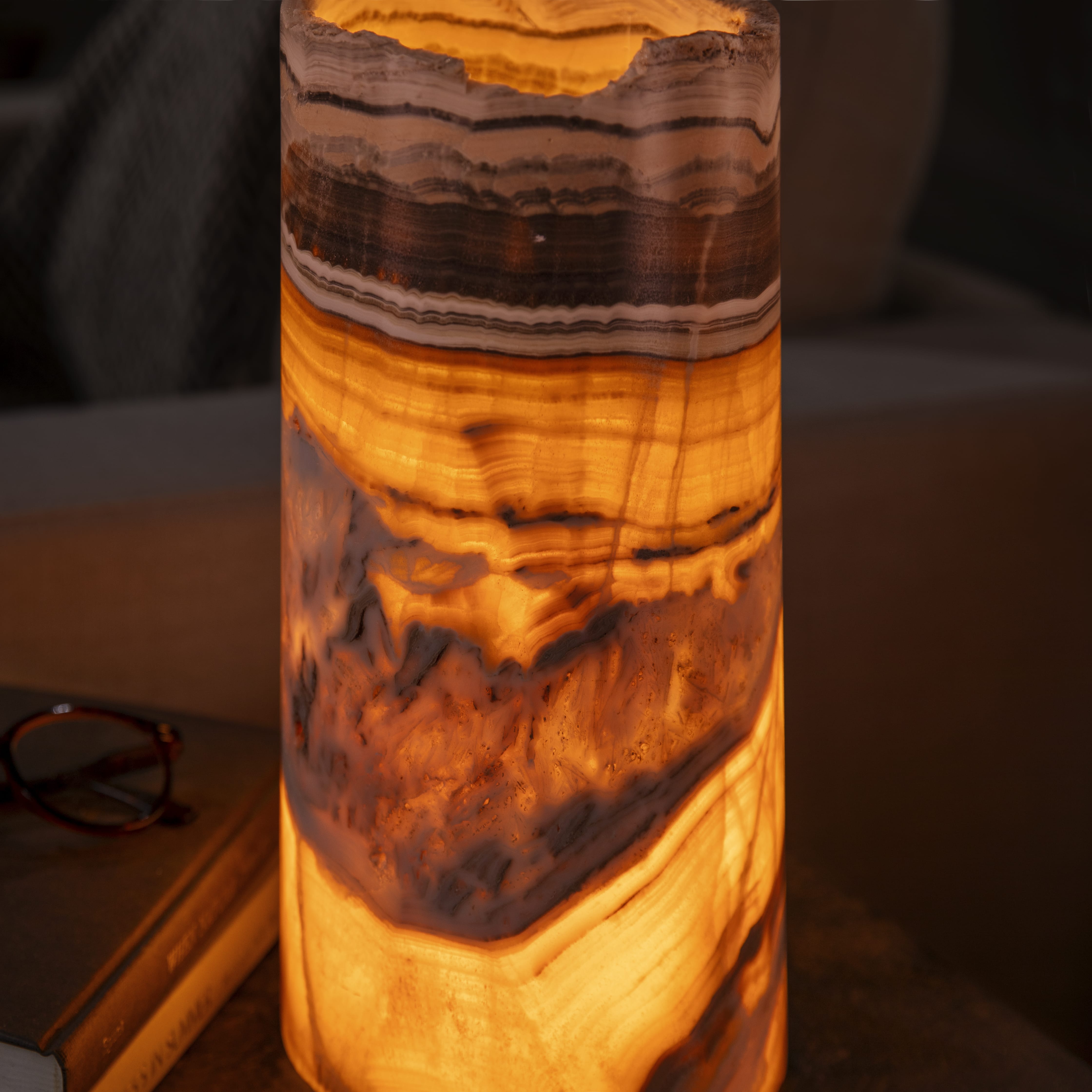 Kalifano Light Towers Onyx Cylinder Light Tower from Mexico - 12" LTCL3015.013