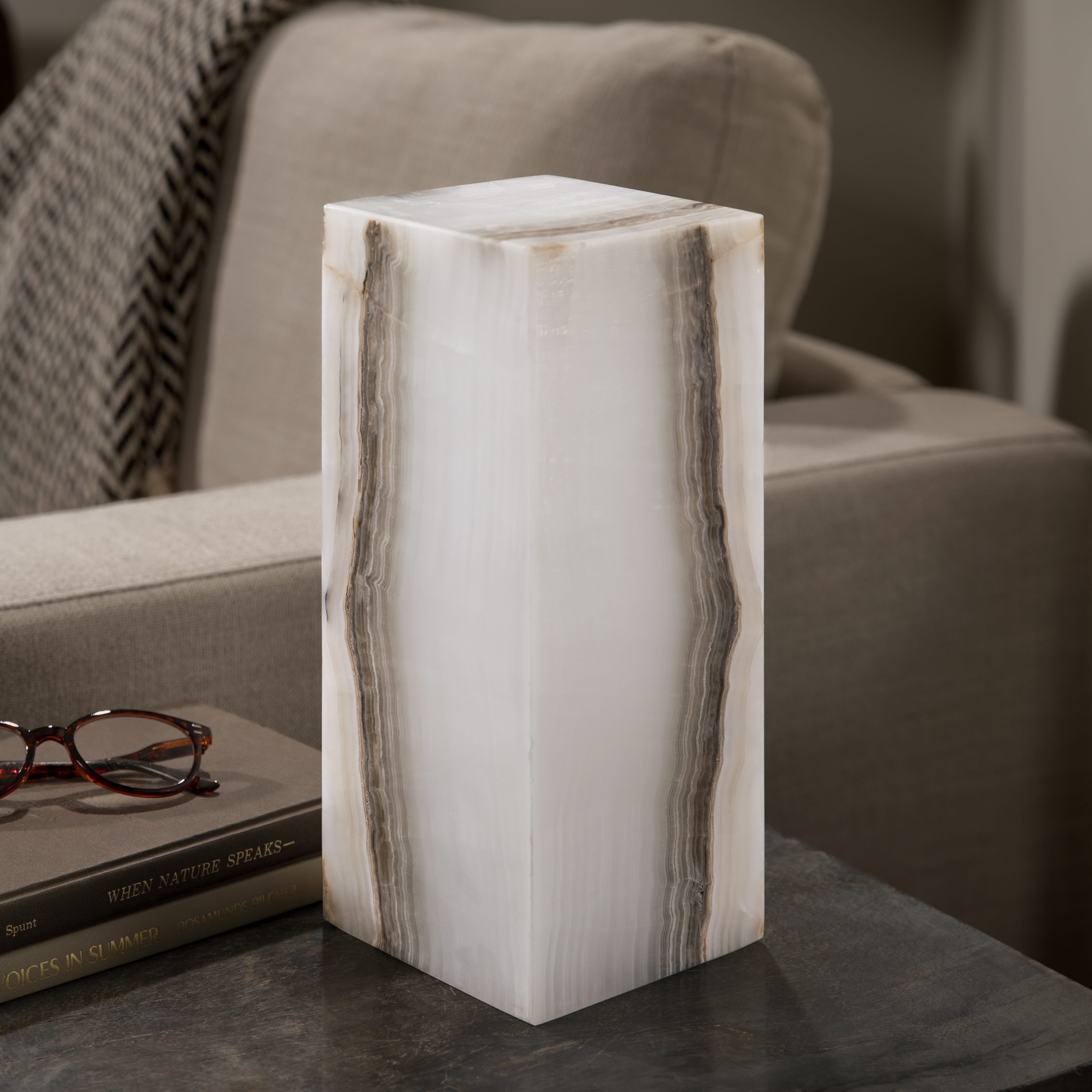 Kalifano Light Towers White Onyx Light Tower from Mexico - 12" LT30X12-ON