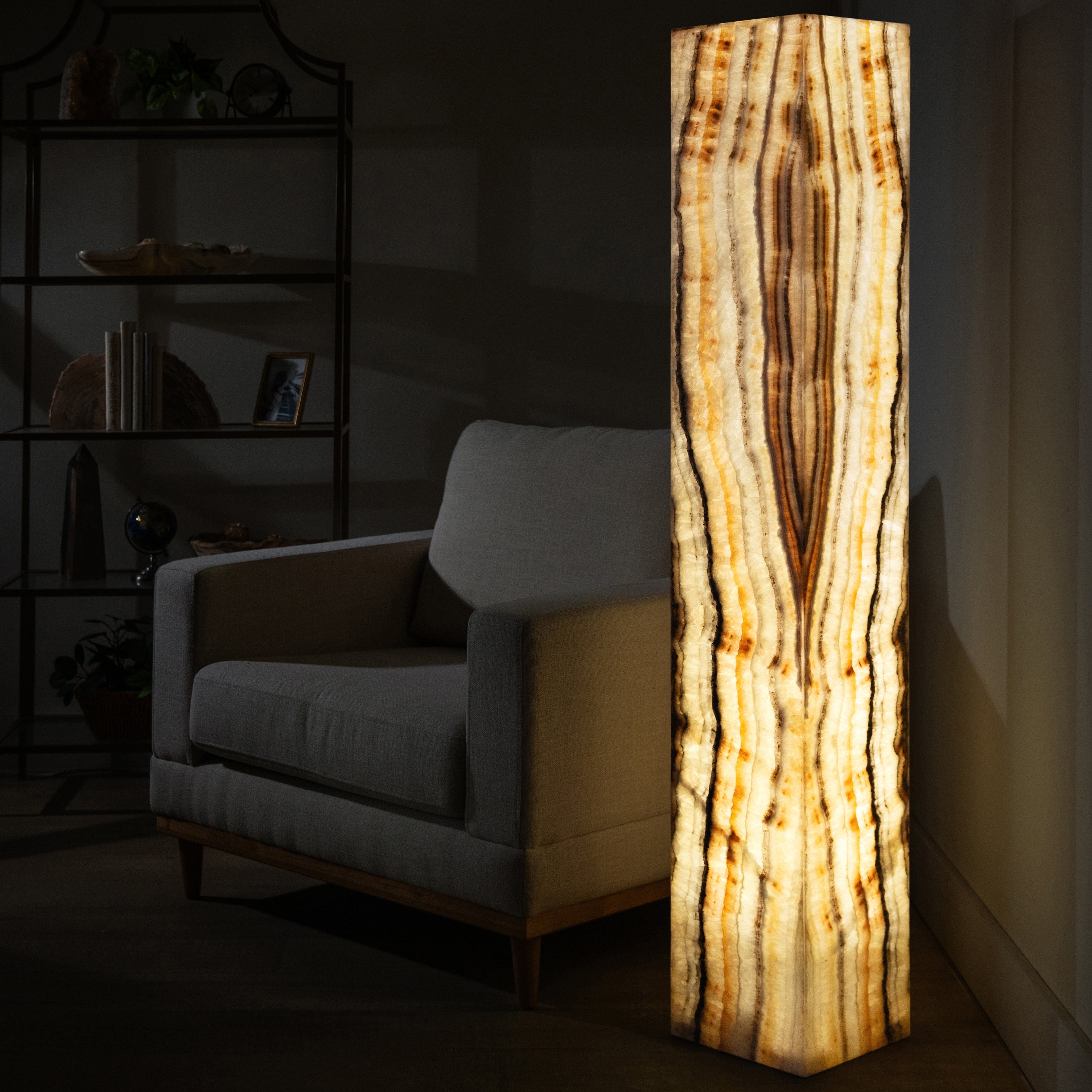 Kalifano Light Towers Zebra Onyx Light Tower - 59 in LT150X25.001
