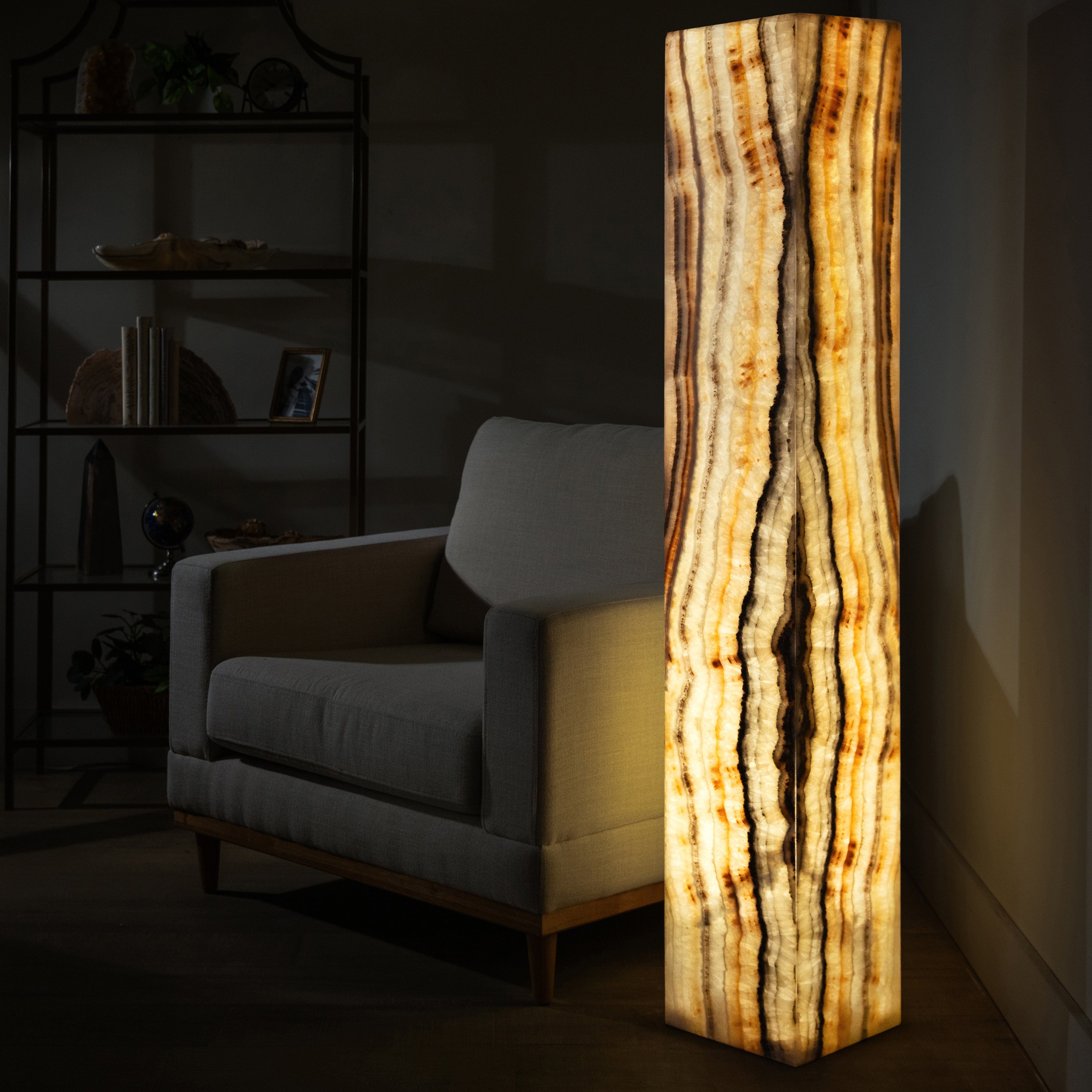 Kalifano Light Towers Zebra Onyx Light Tower - 59 in LT150X25.001