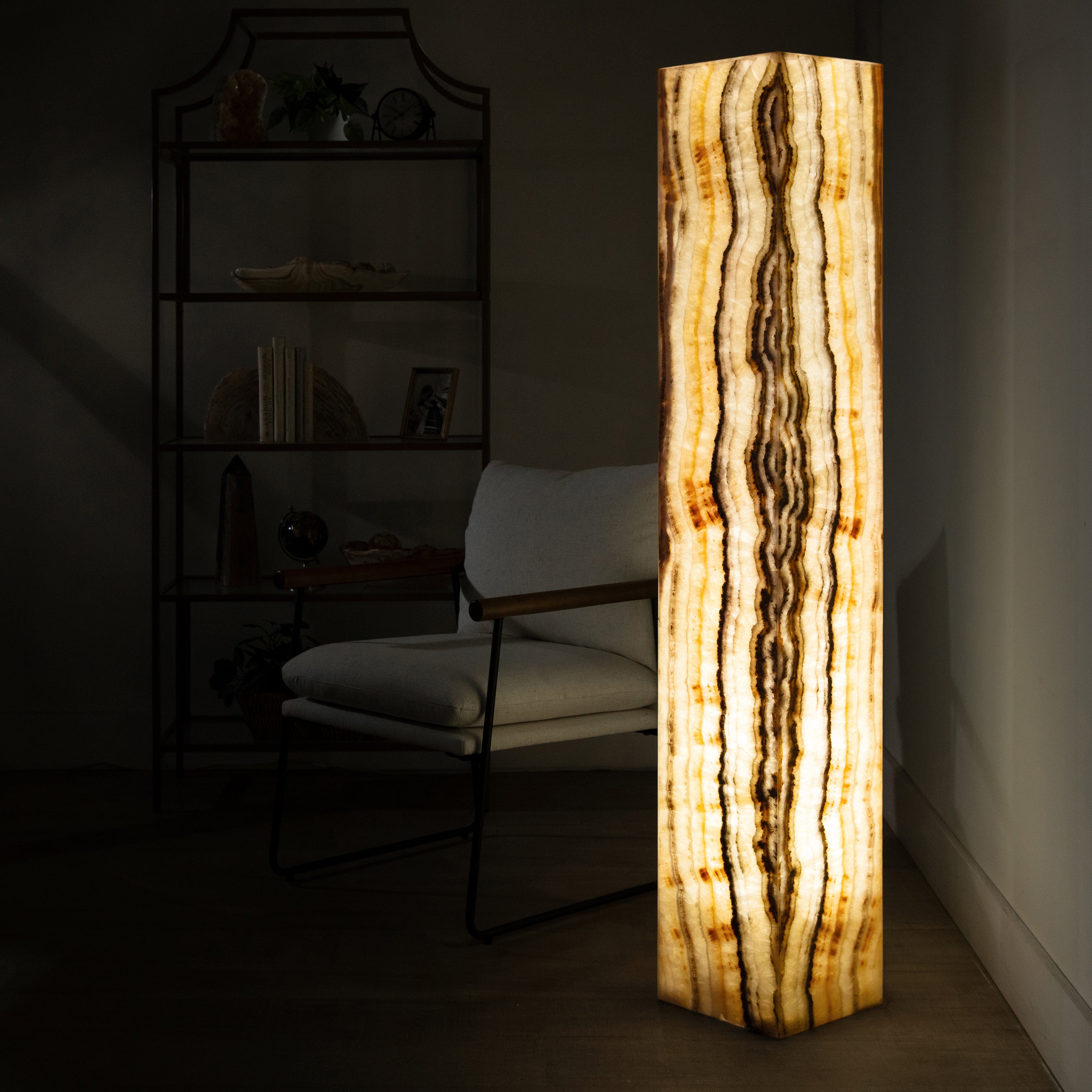 Kalifano Light Towers Zebra Onyx Light Tower - 59 in LT150X25.003