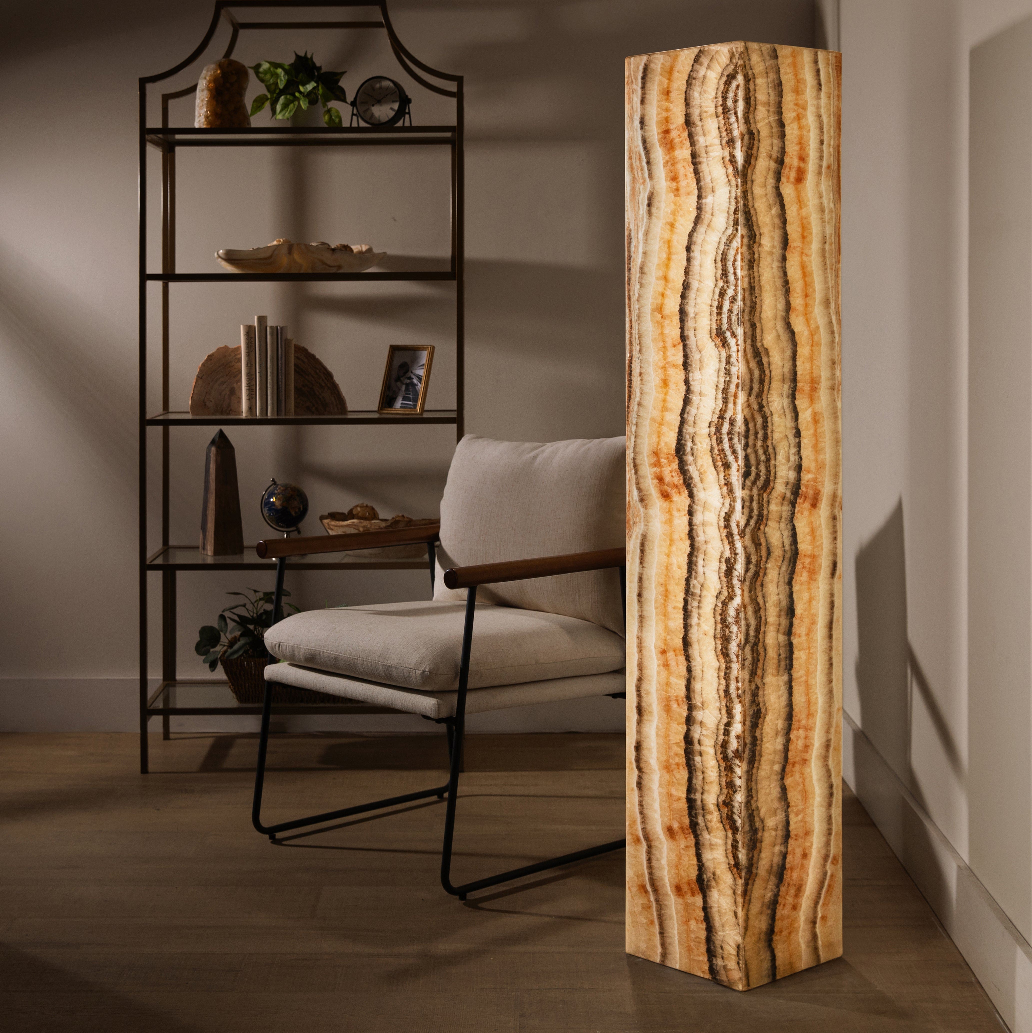 Kalifano Light Towers Zebra Onyx Light Tower - 59 in LT150X25.003