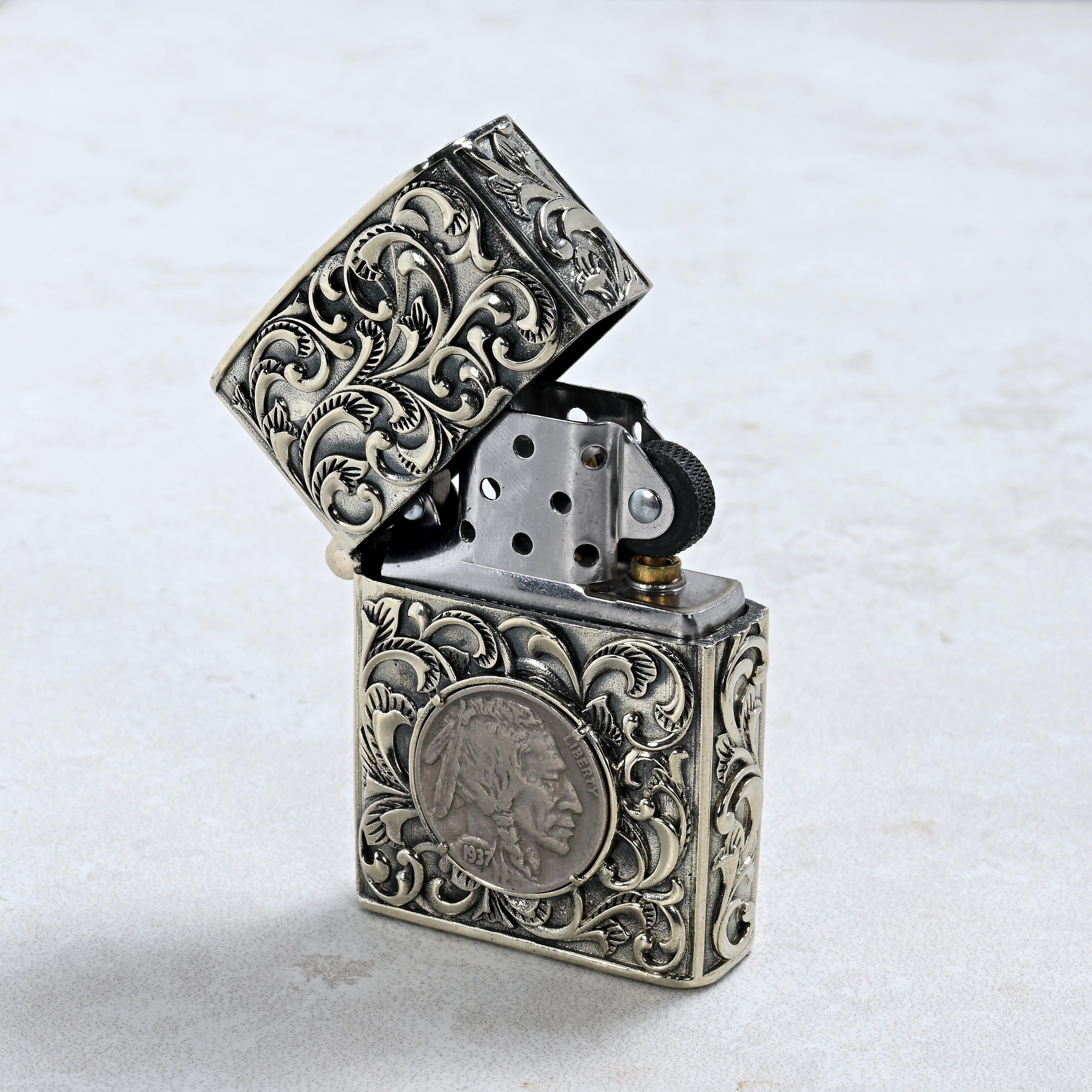 Kalifano Lighters Buffalo Nickel 925 Sterling Silver & Copper Lighter Case SHL-11