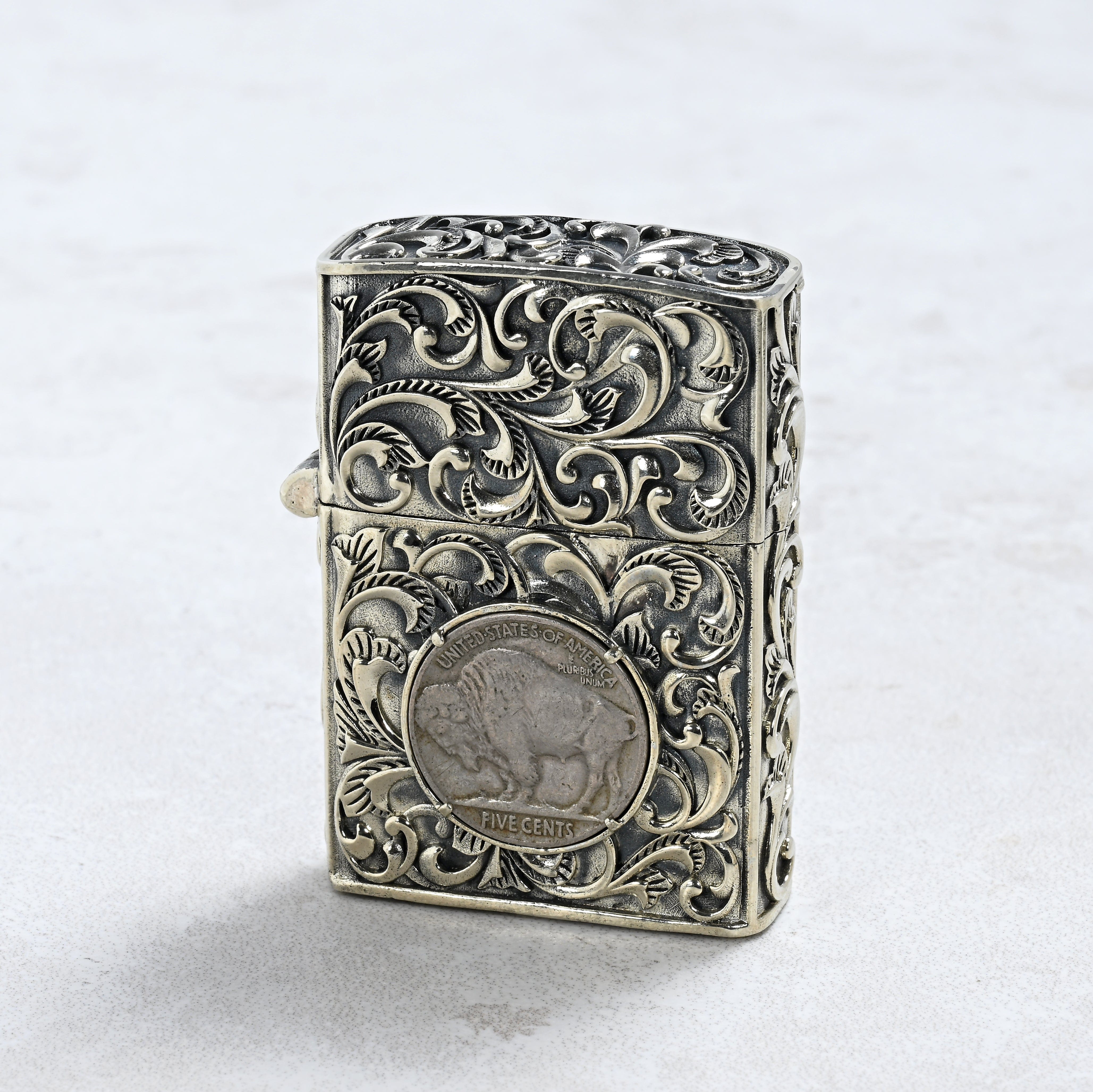 Kalifano Lighters Buffalo Nickel 925 Sterling Silver & Copper Lighter Case SHL-12