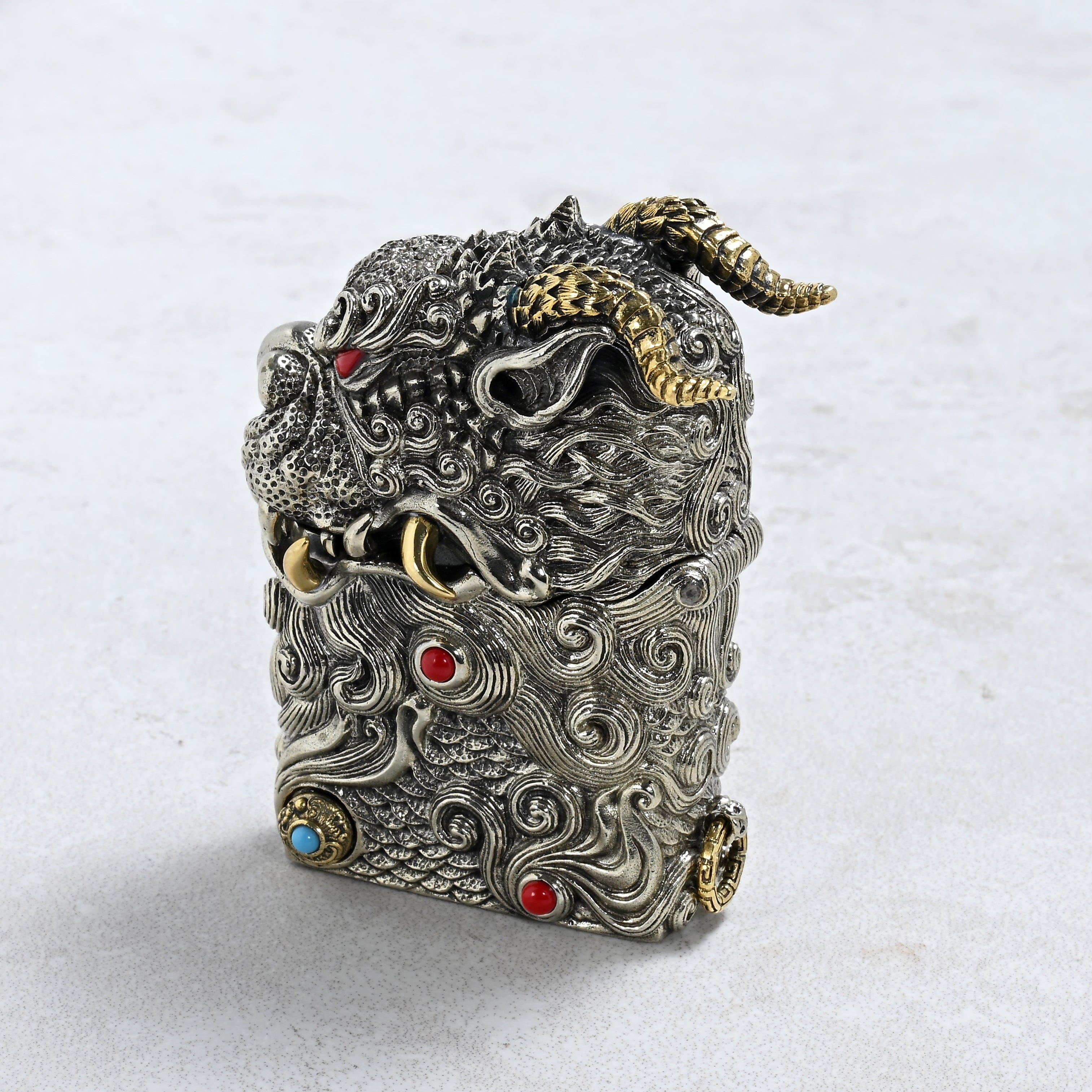 Kalifano Lighters Dragon 925 Sterling Silver & Copper Lighter Case SHL-08
