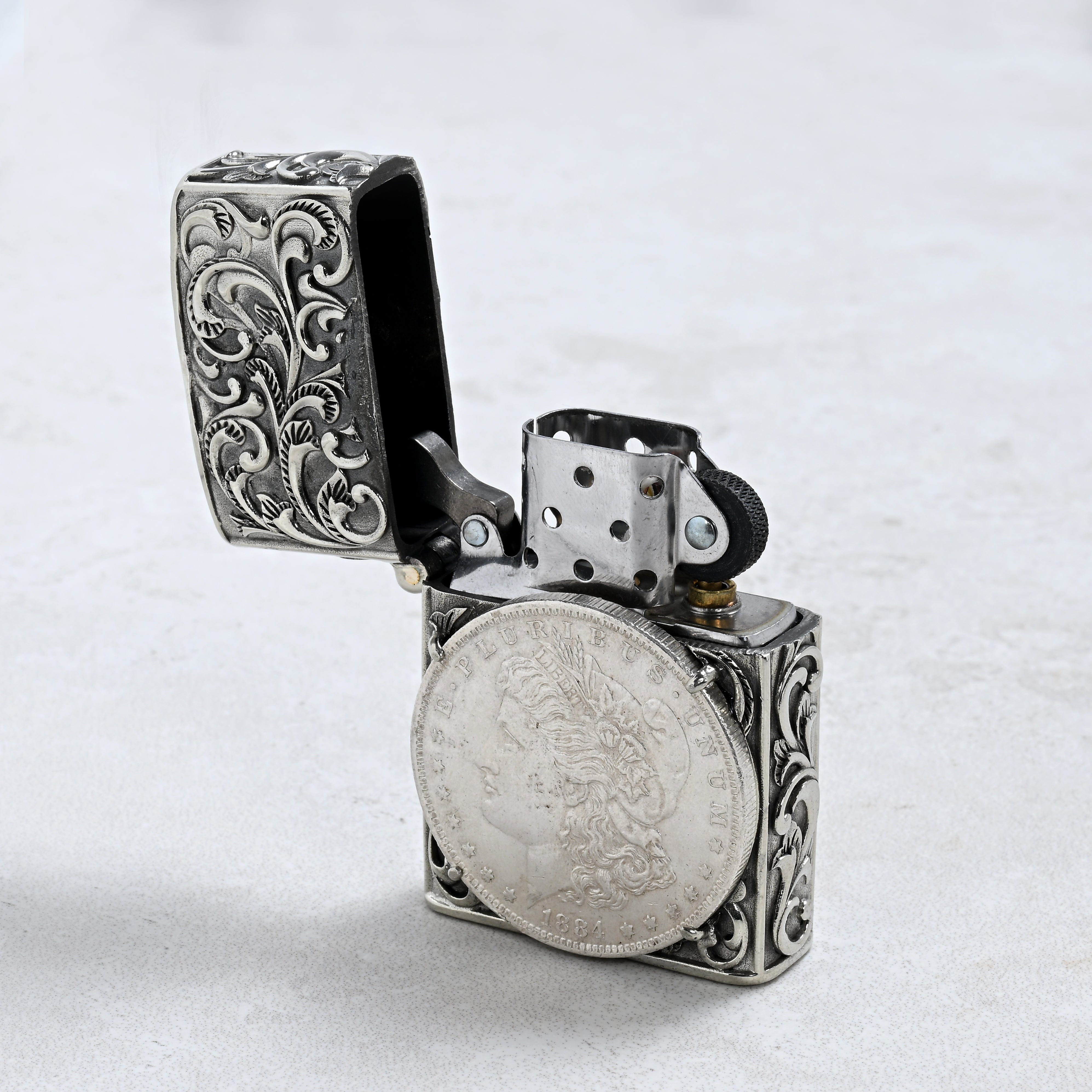 Kalifano Lighters Morgan Silver Dollar Coin 925 Sterling Silver & Copper Lighter Case SHL-14