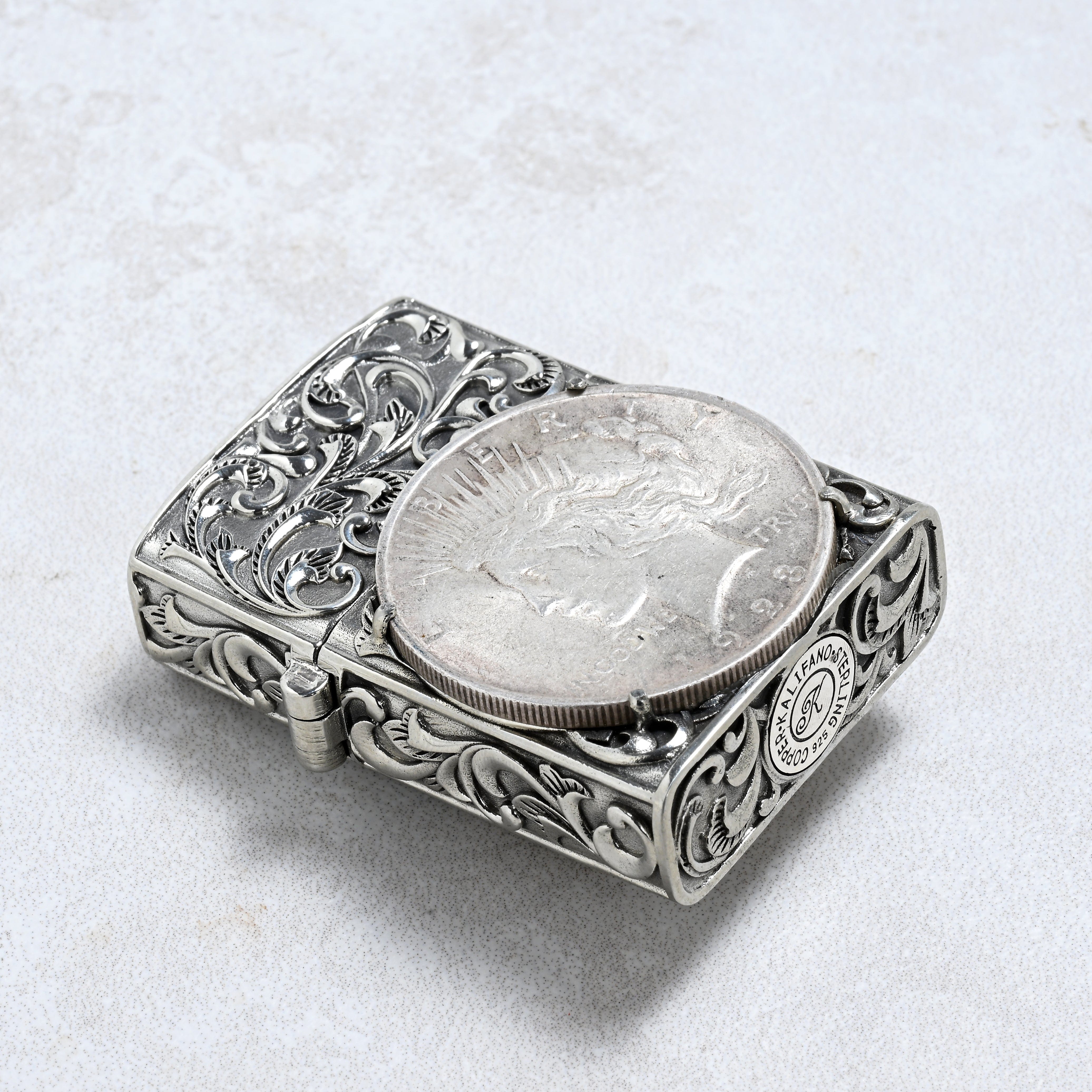 Kalifano Lighters Peace Silver Dollar Coin 925 Sterling Silver & Copper Lighter Case SHL-15