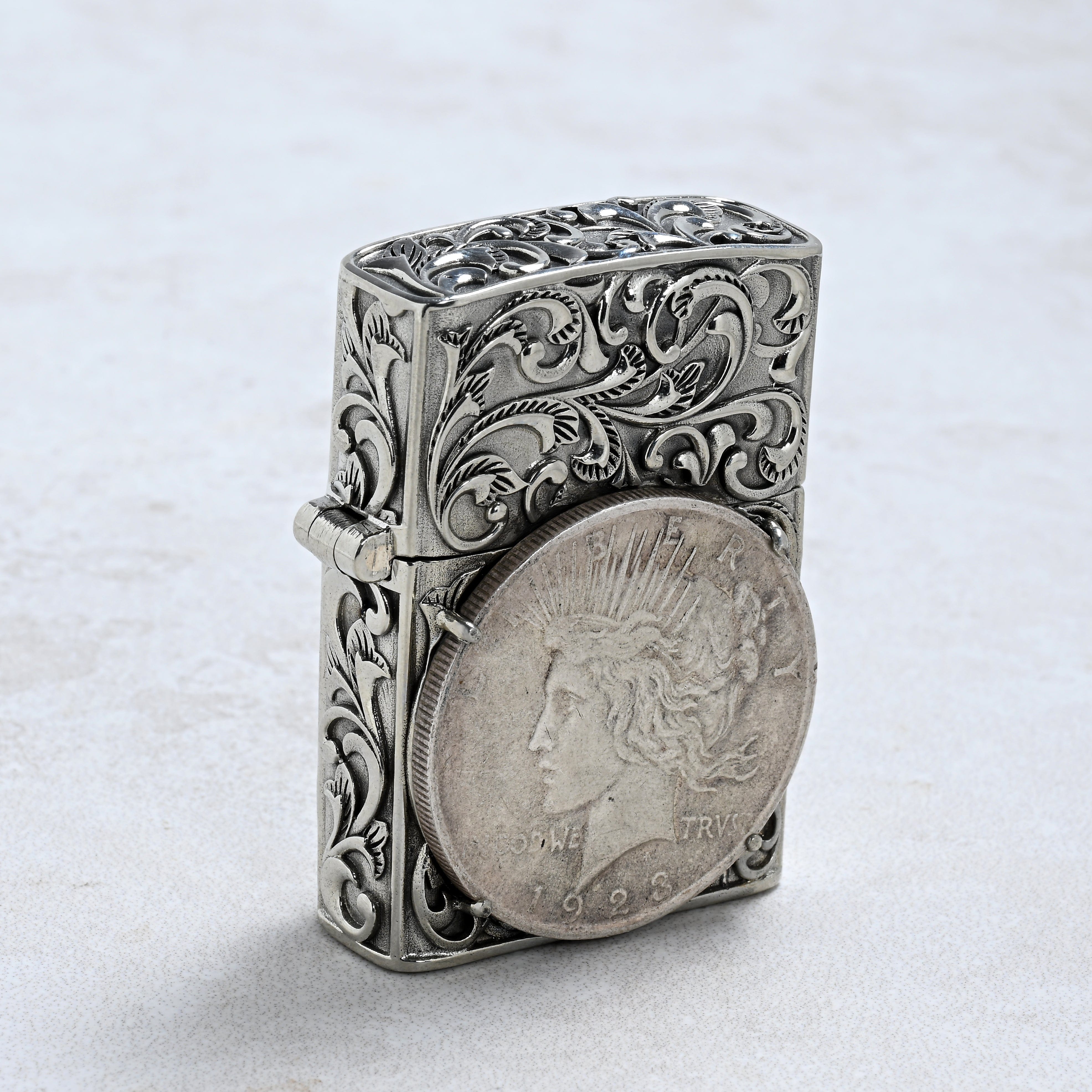 Kalifano Lighters Peace Silver Dollar Coin 925 Sterling Silver & Copper Lighter Case SHL-15