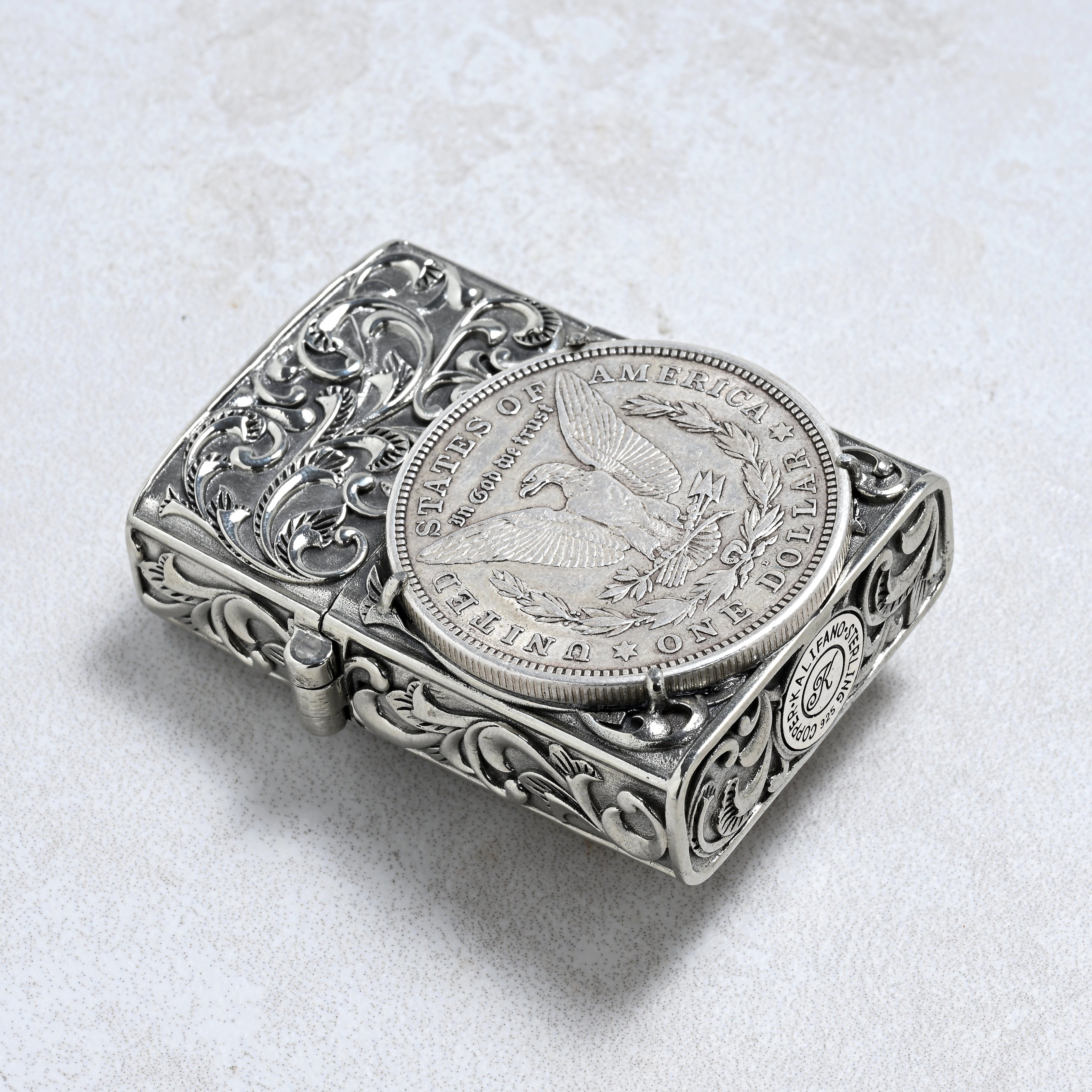 Kalifano Lighters Silver Dollar Coin 925 Sterling Silver & Copper Lighter Case SHL-13