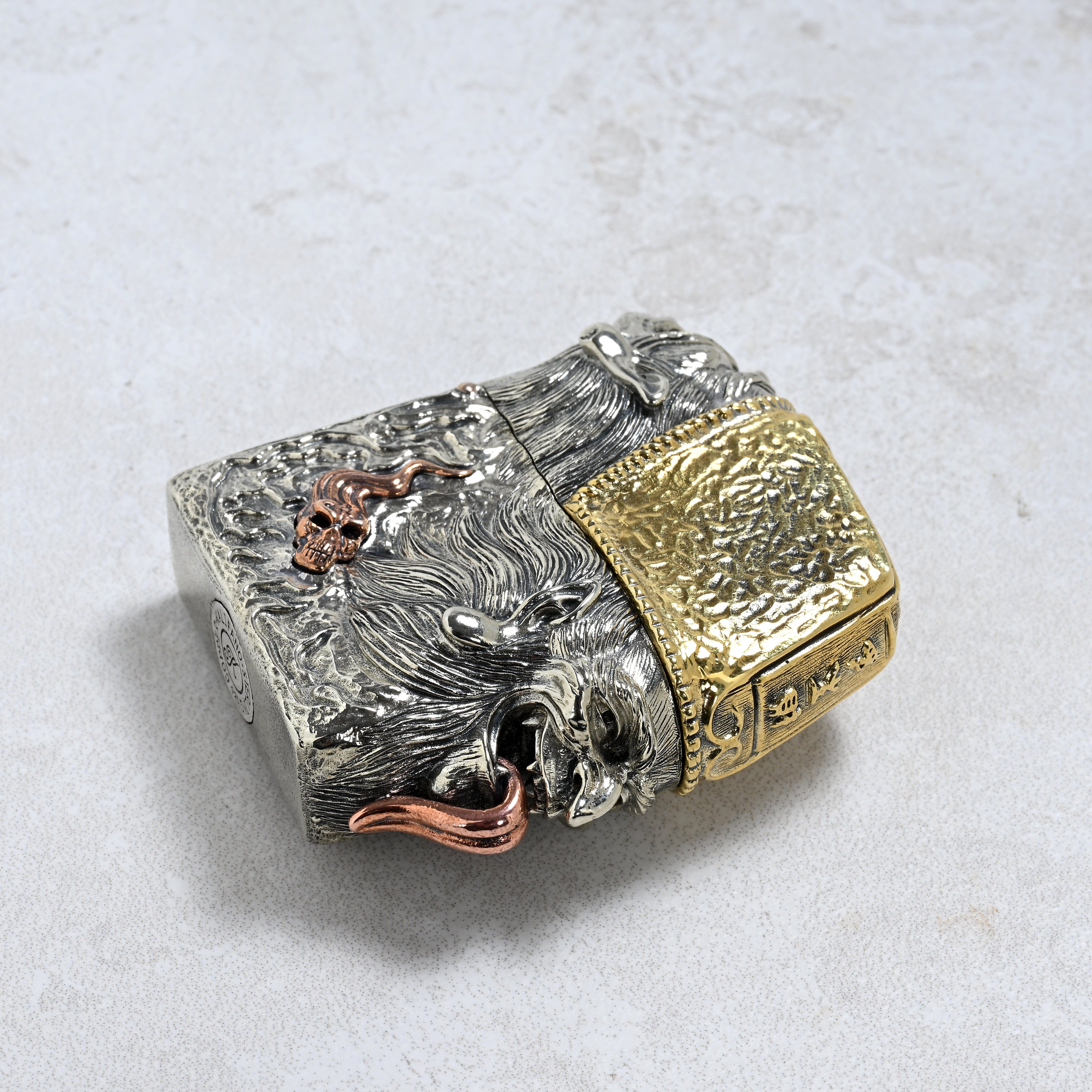 Kalifano Lighters Two Faced Ghost of Impermanence 925 Sterling Silver & Copper Lighter Case SHL-07
