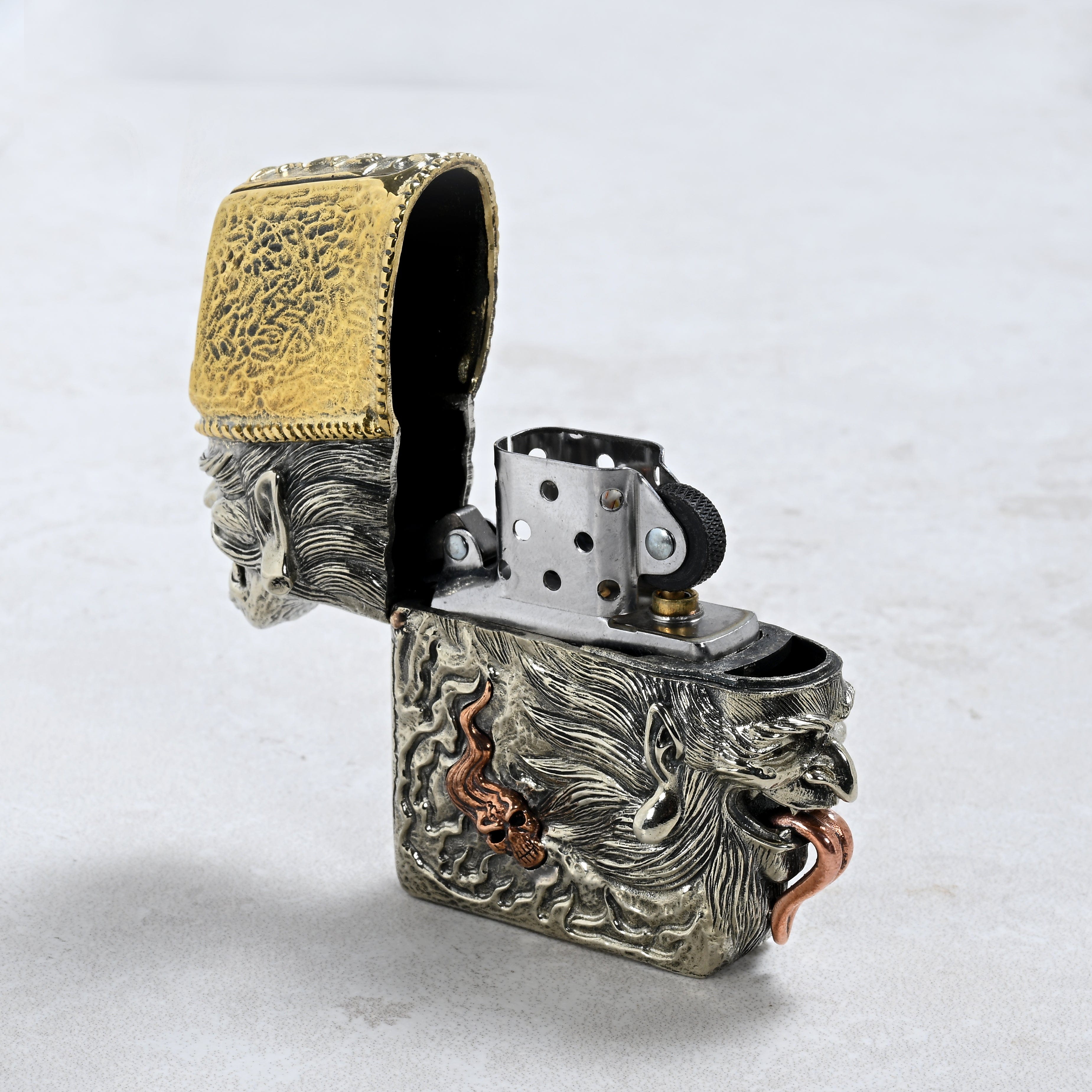 Kalifano Lighters Two Faced Ghost of Impermanence 925 Sterling Silver & Copper Lighter Case SHL-07