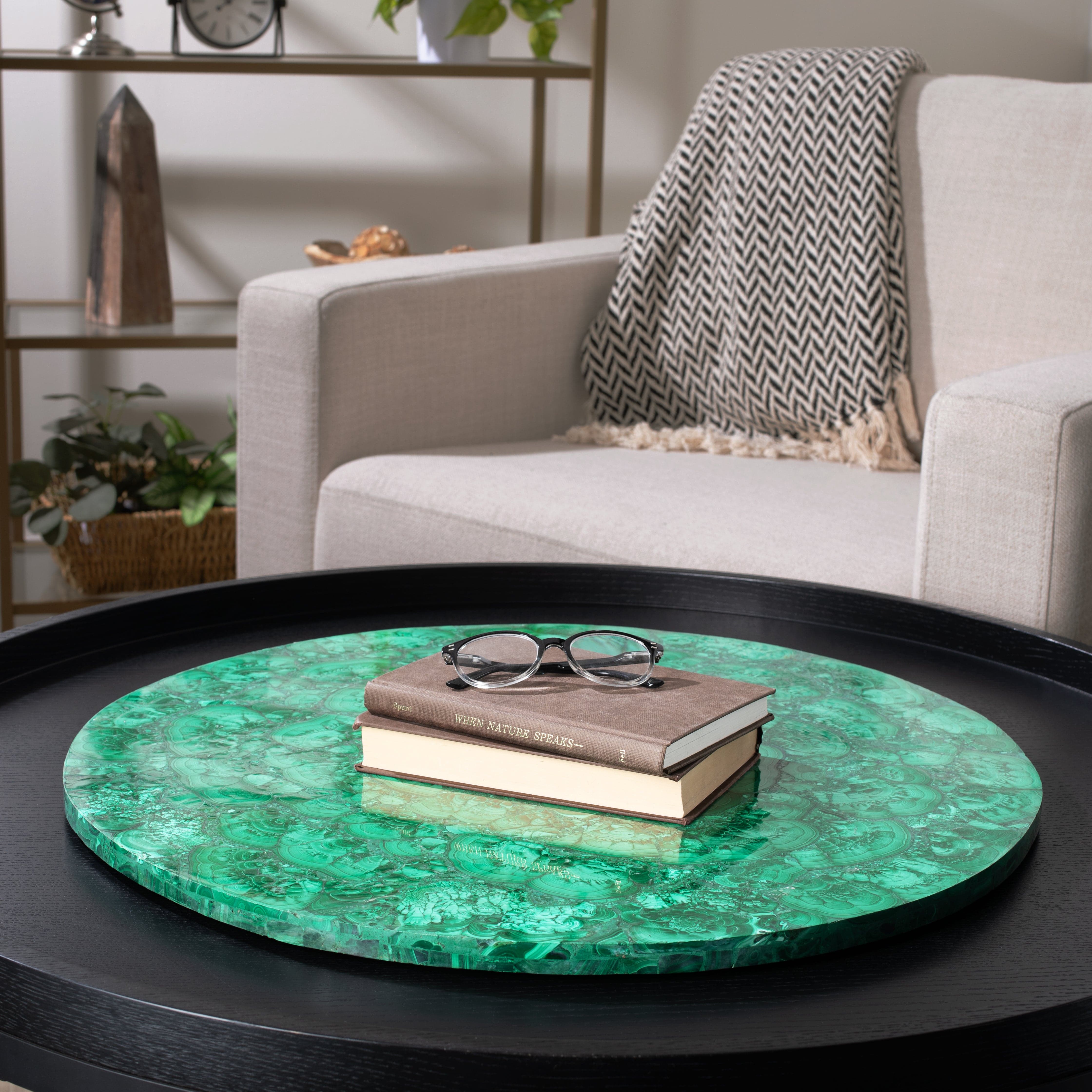 Kalifano Malachite Malachite Round Table 24" MAT28000.002