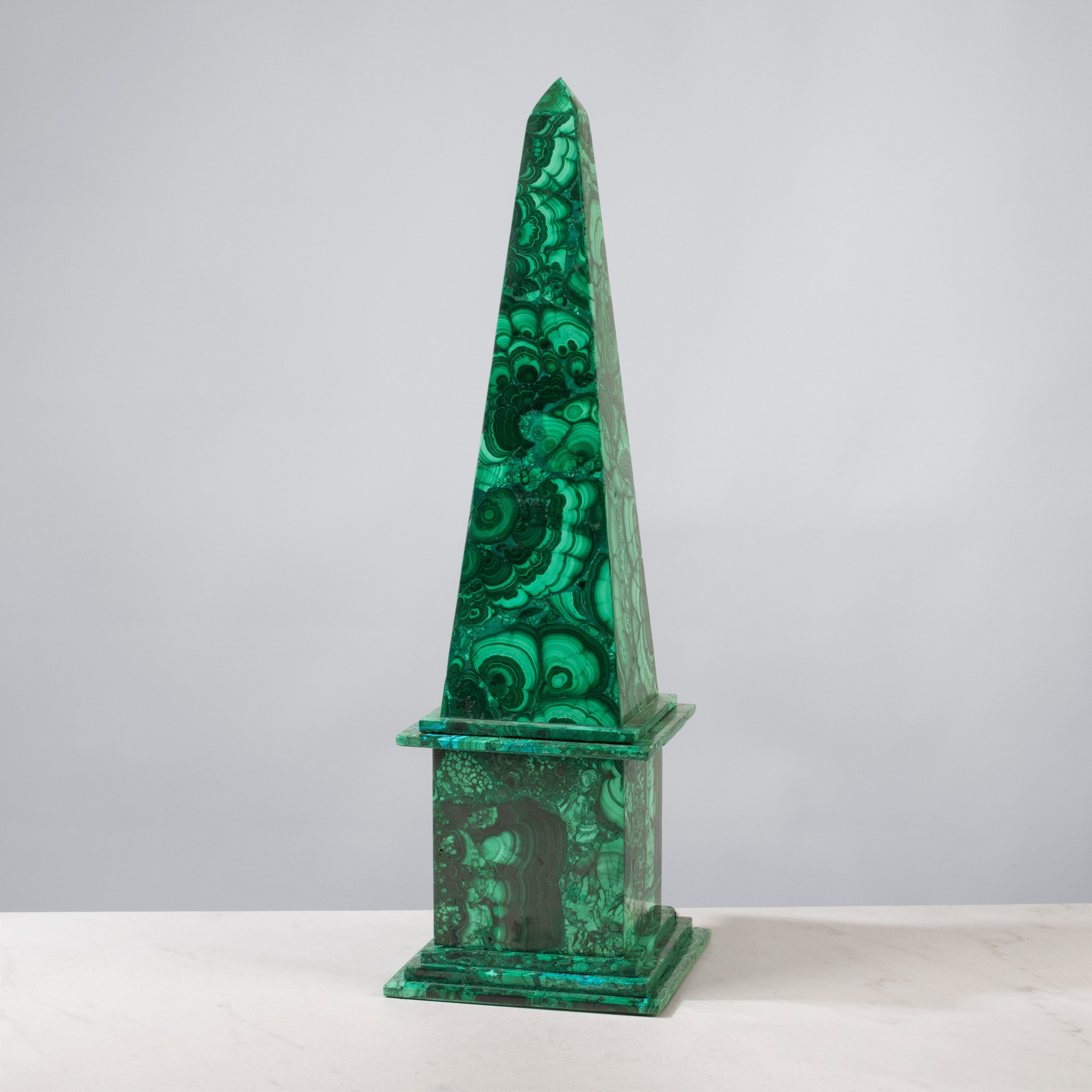 Kalifano Malachite Natural Congo Malachite Obelisk Tower -17.5" MA10000.002