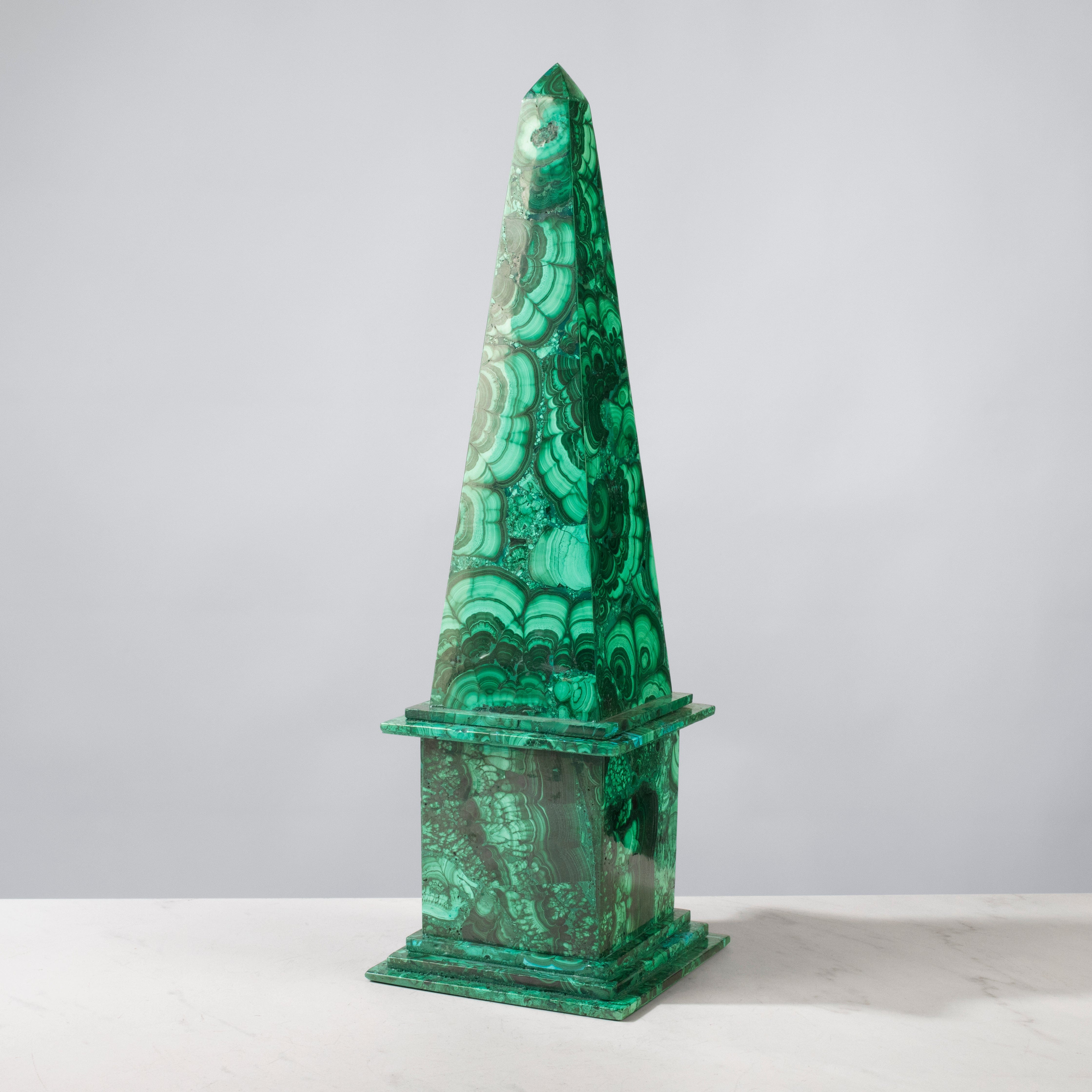 Kalifano Malachite Natural Congo Malachite Obelisk Tower -17.5" MA10000.002