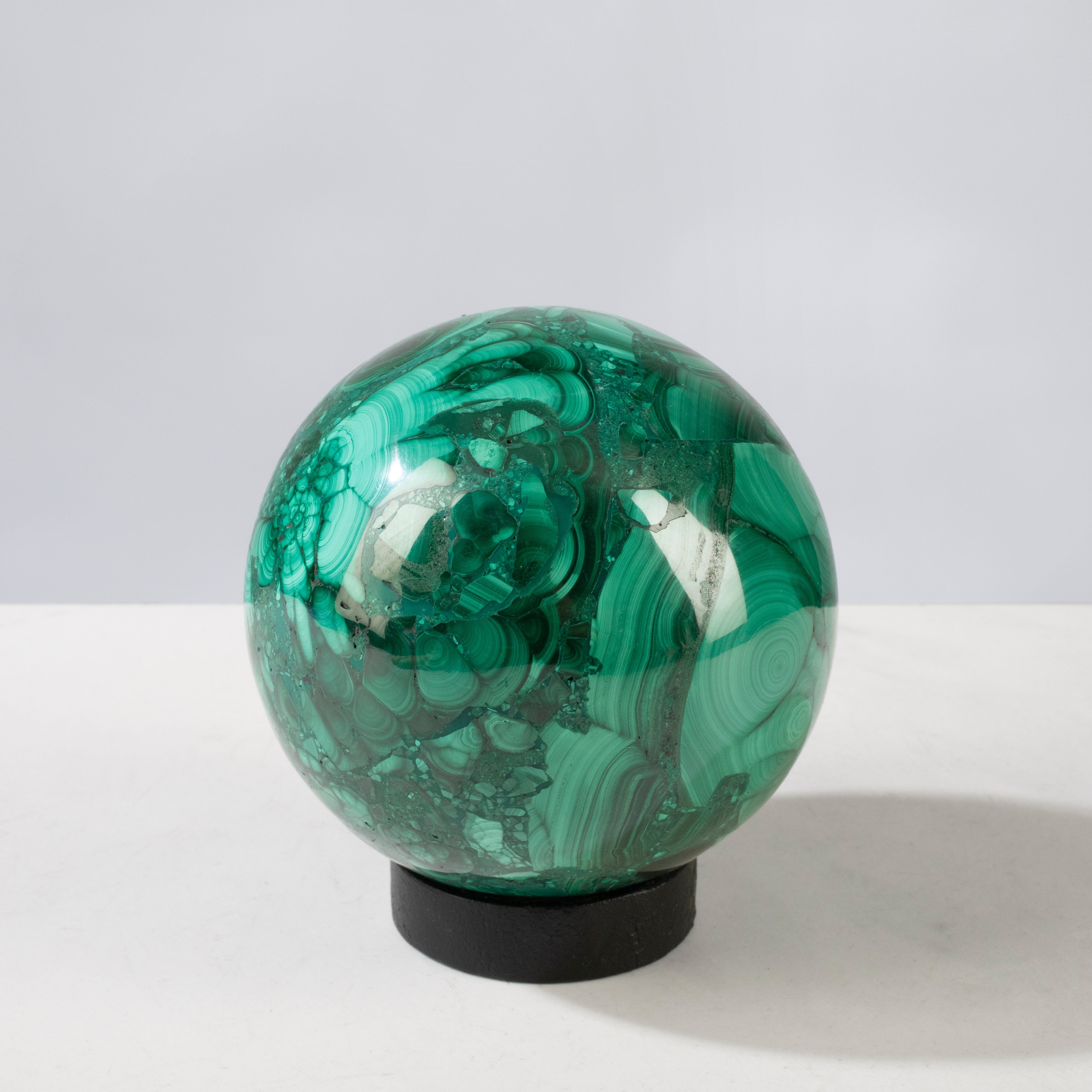 Kalifano Malachite Natural Congo Malachite Sphere - 3.5"  / 1,242 grams MAS3600.002