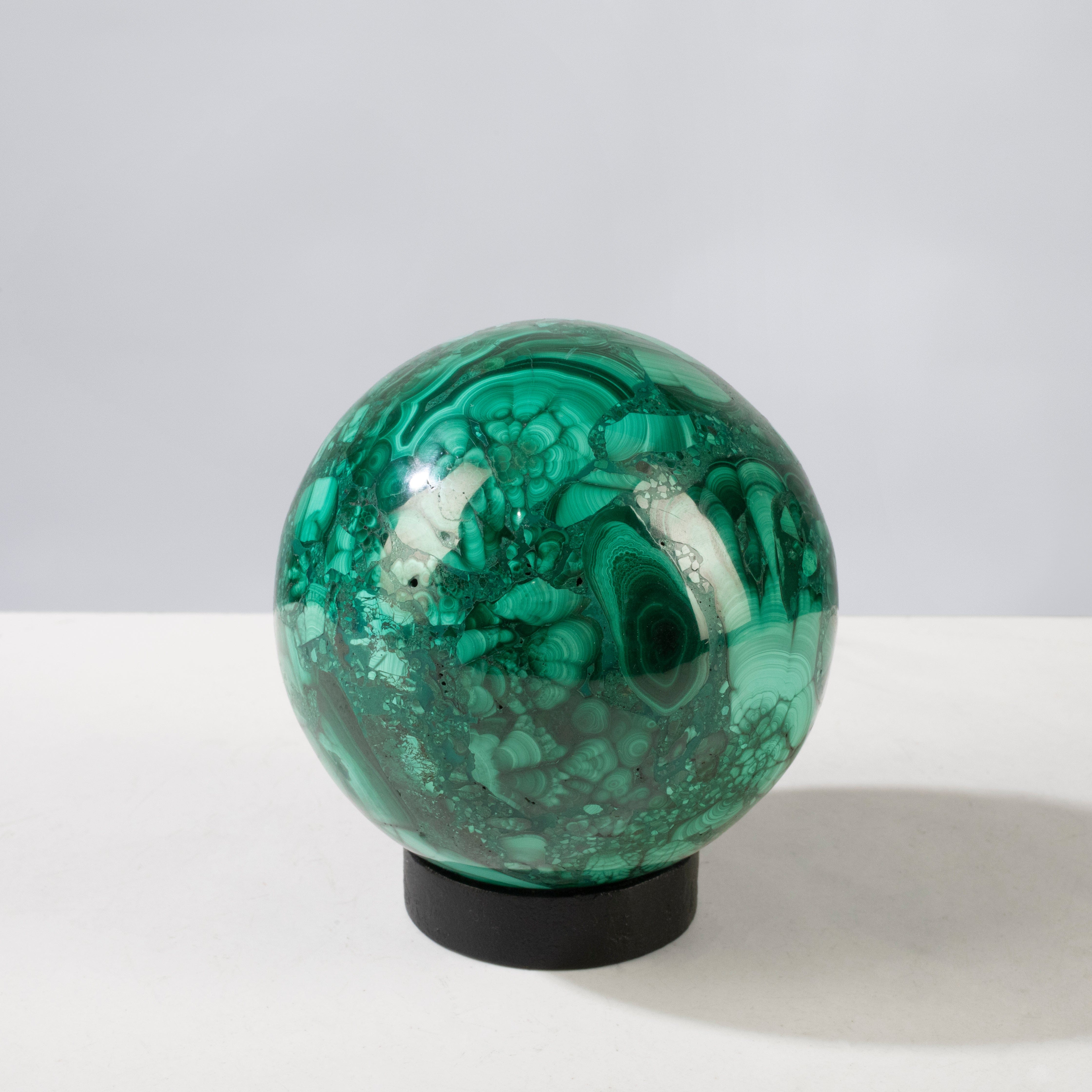 Kalifano Malachite Natural Congo Malachite Sphere - 3.5"  / 1,242 grams MAS3600.002