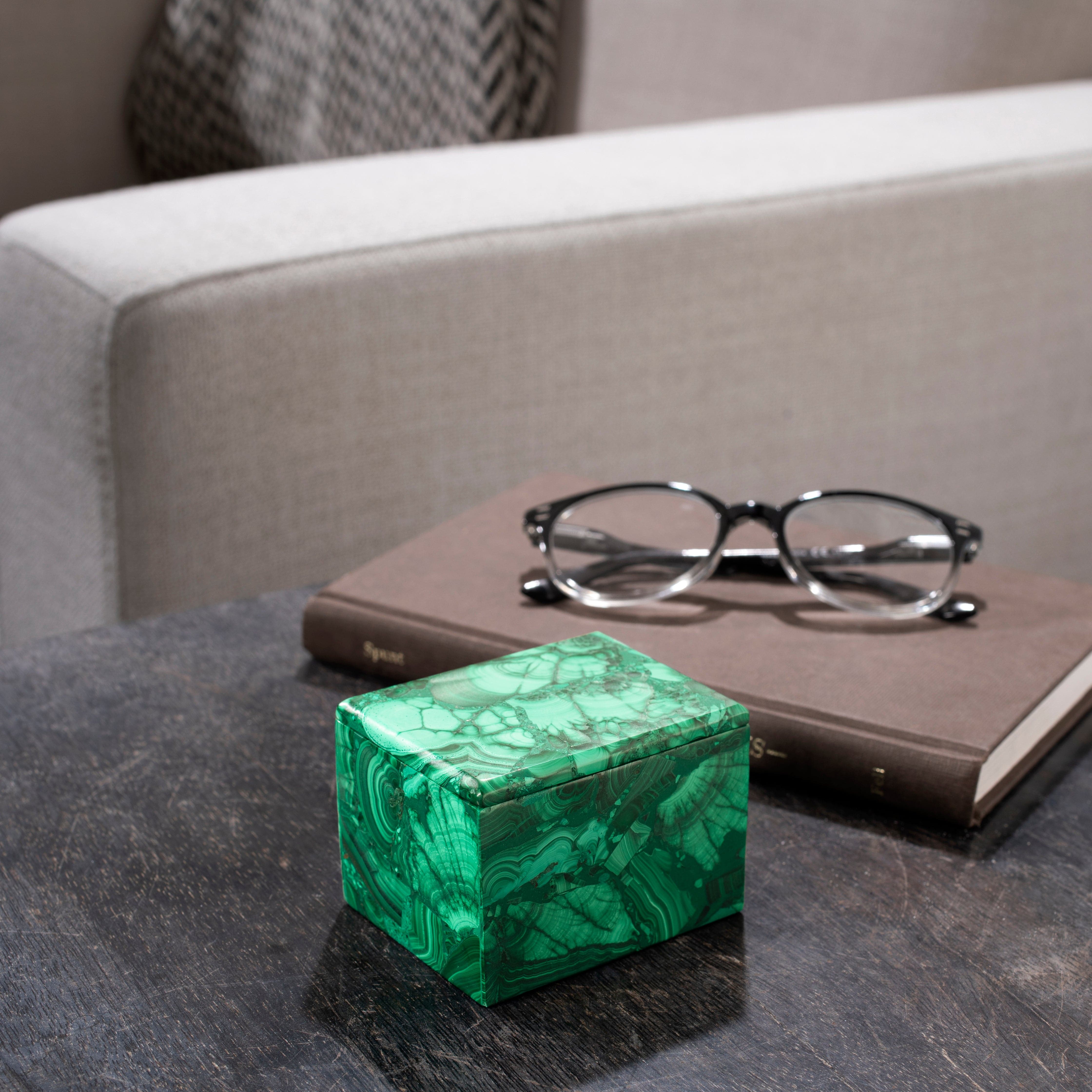 Kalifano Malachite Natural Congo Malachite Vanity Box - 3.25" / 400 grams MAB1600.001