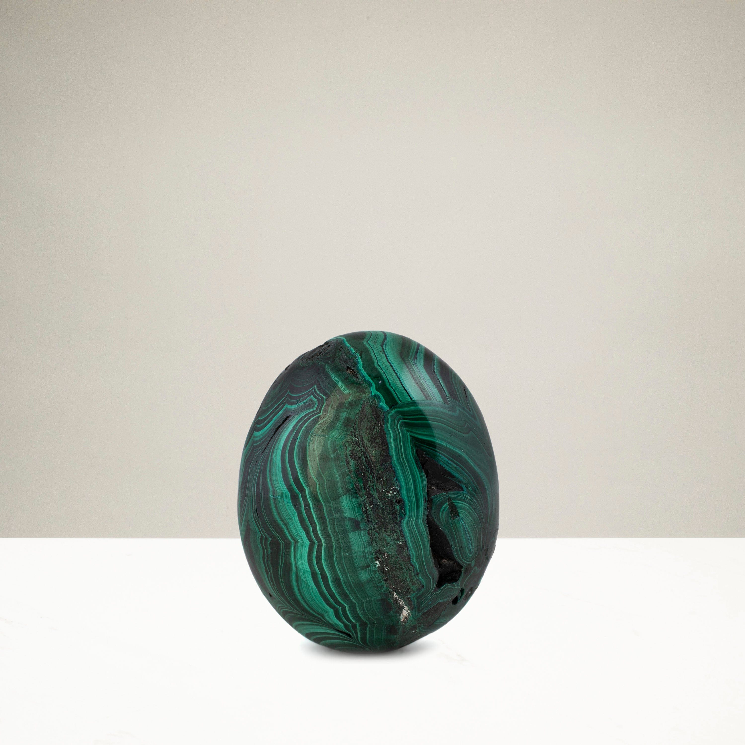 Kalifano Malachite Natural Malachite Egg Carving From Congo - 2.5" / 225g MAE550
