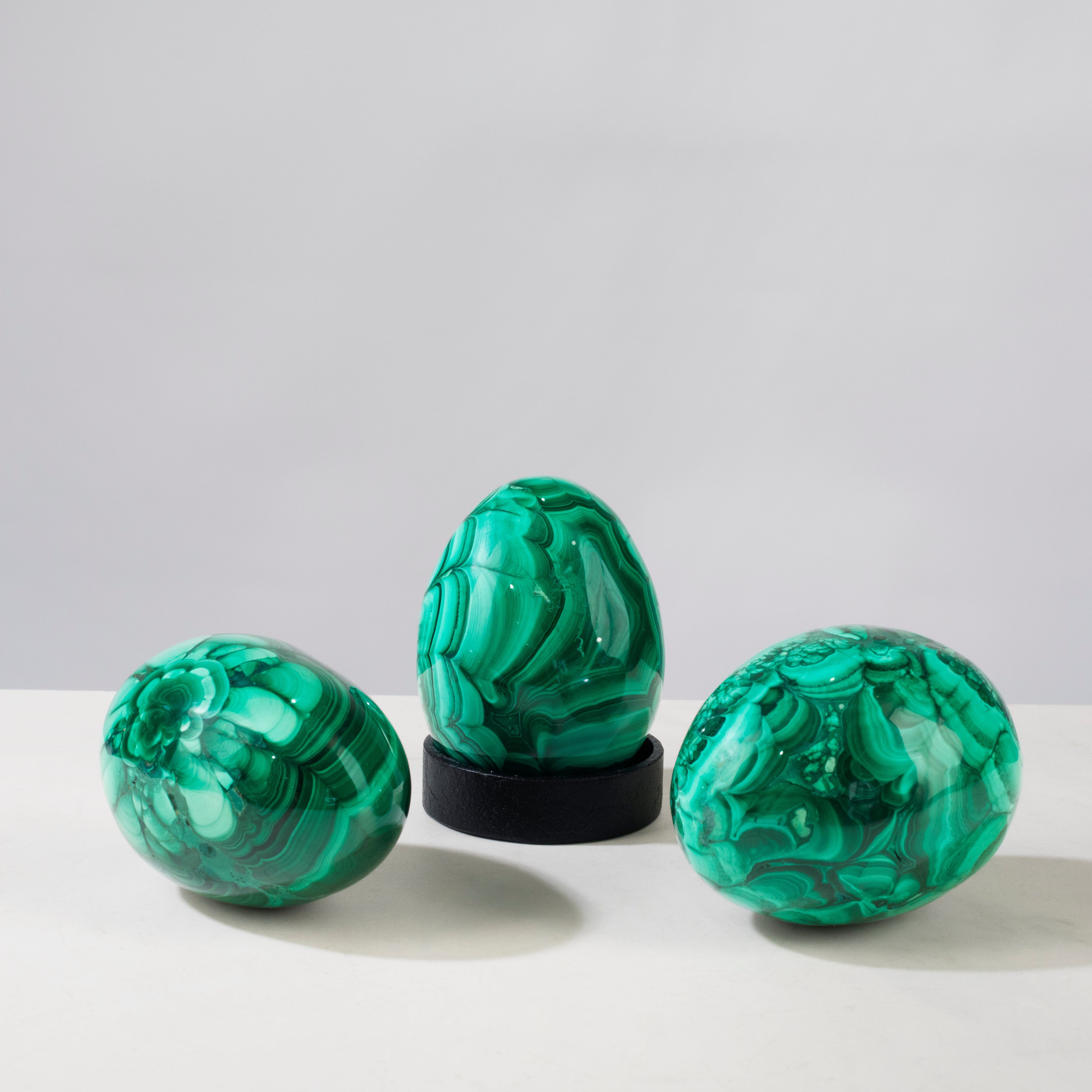 Kalifano Malachite Natural Malachite Egg Carving From Congo - 2.75" / 300-400g MAE700