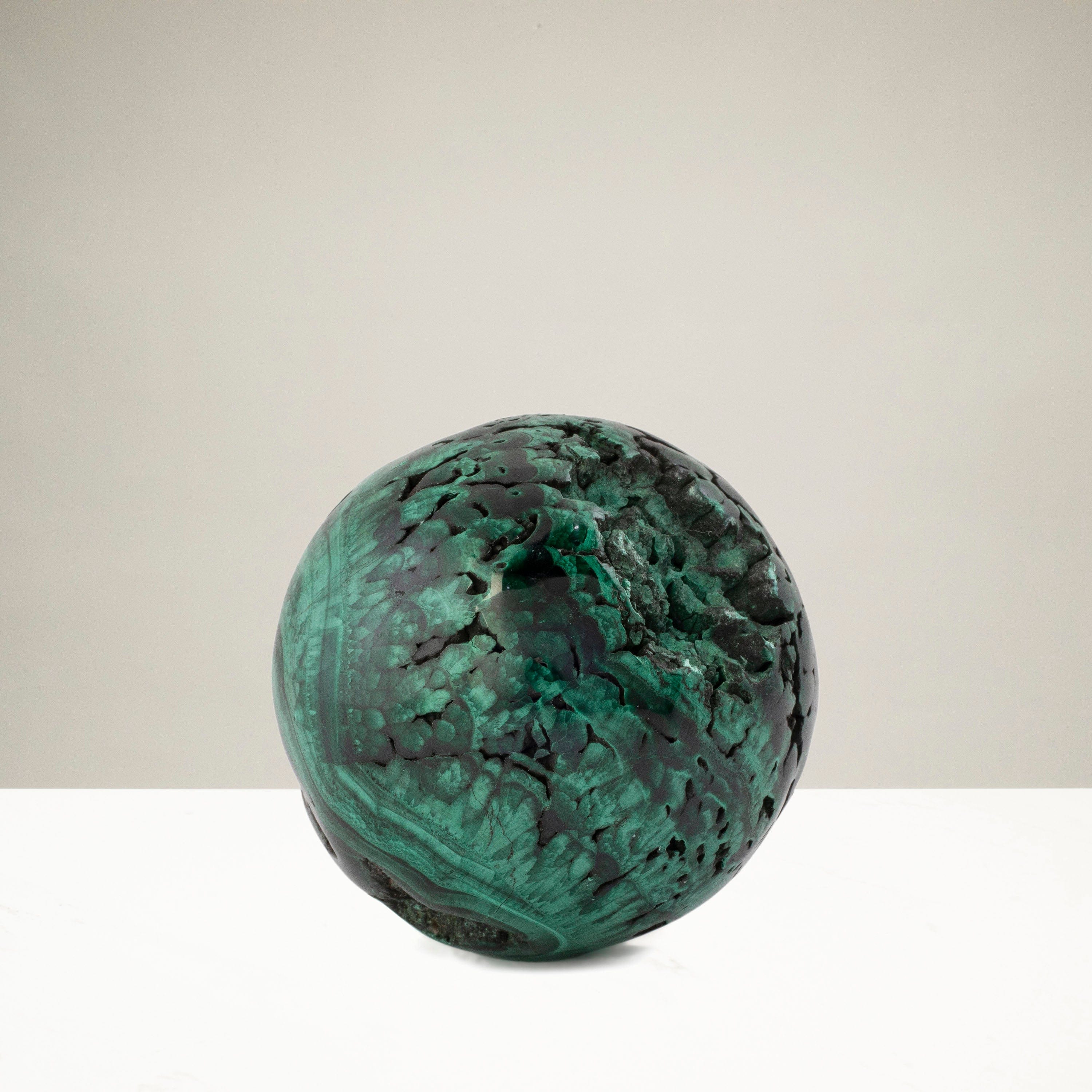 Kalifano Malachite Natural Malachite Sphere Carving From Congo - 2" / 125g MAS400