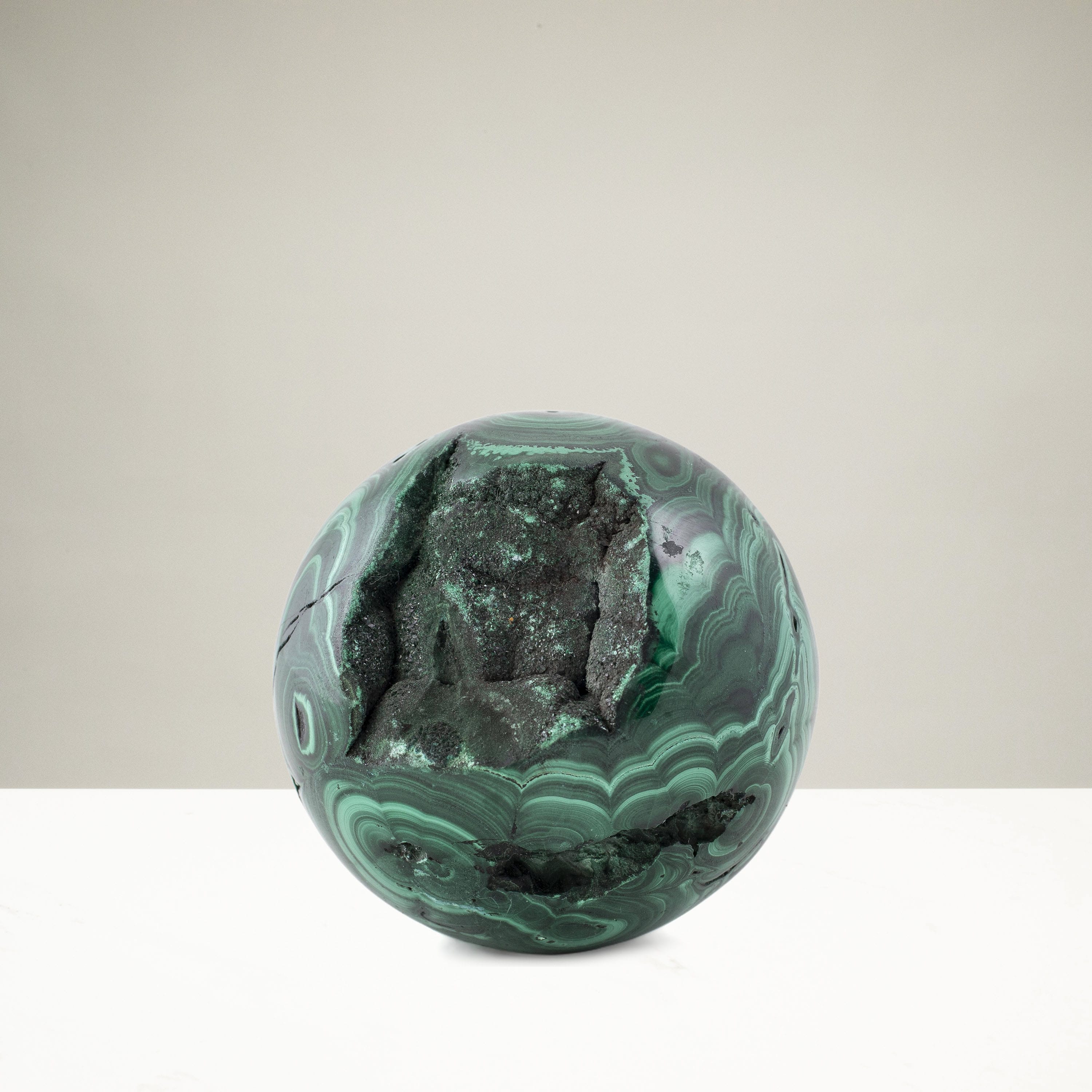Natural Malachite Sphere Carving From Congo - 2" / 275g