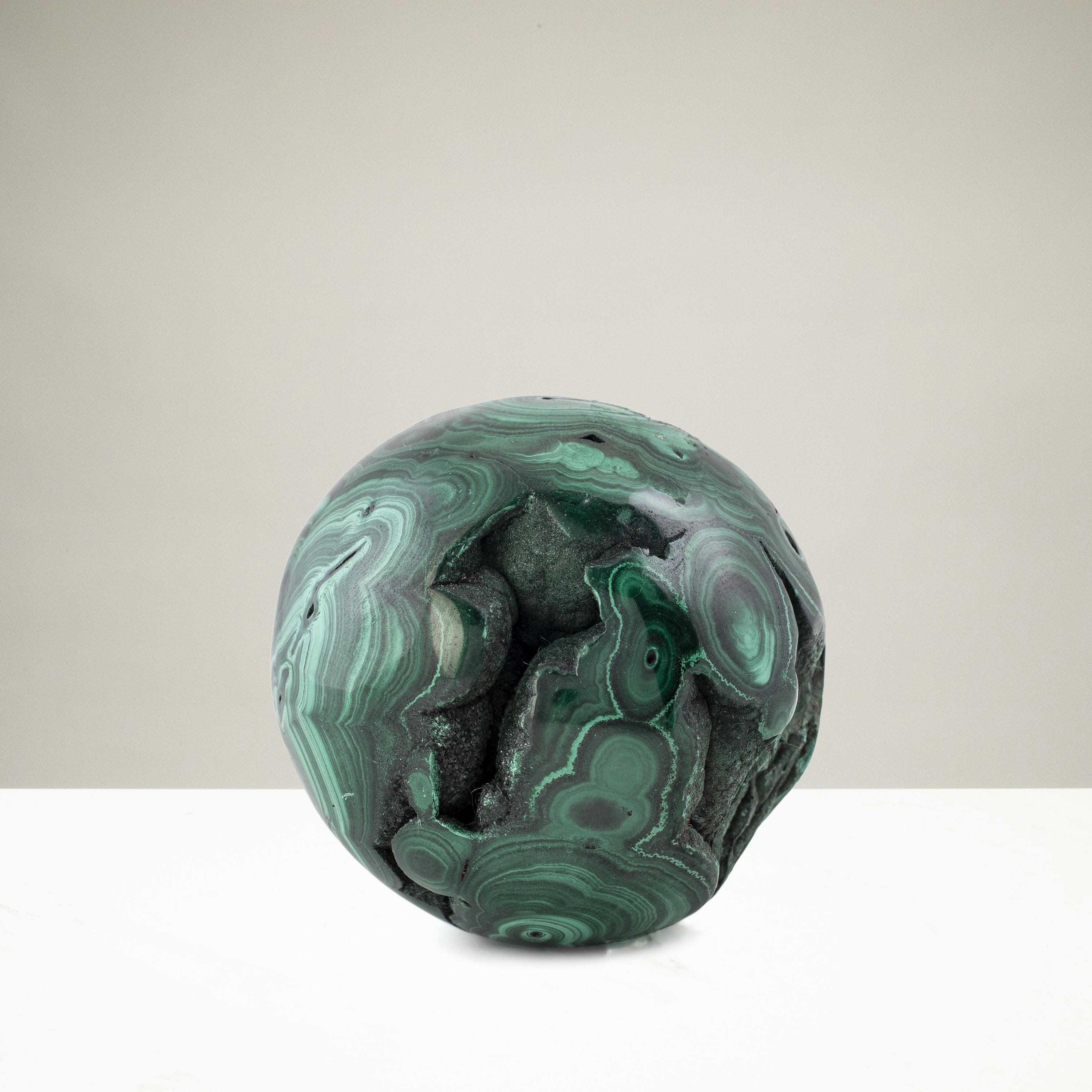Natural Malachite Sphere Carving From Congo - 2" / 275g
