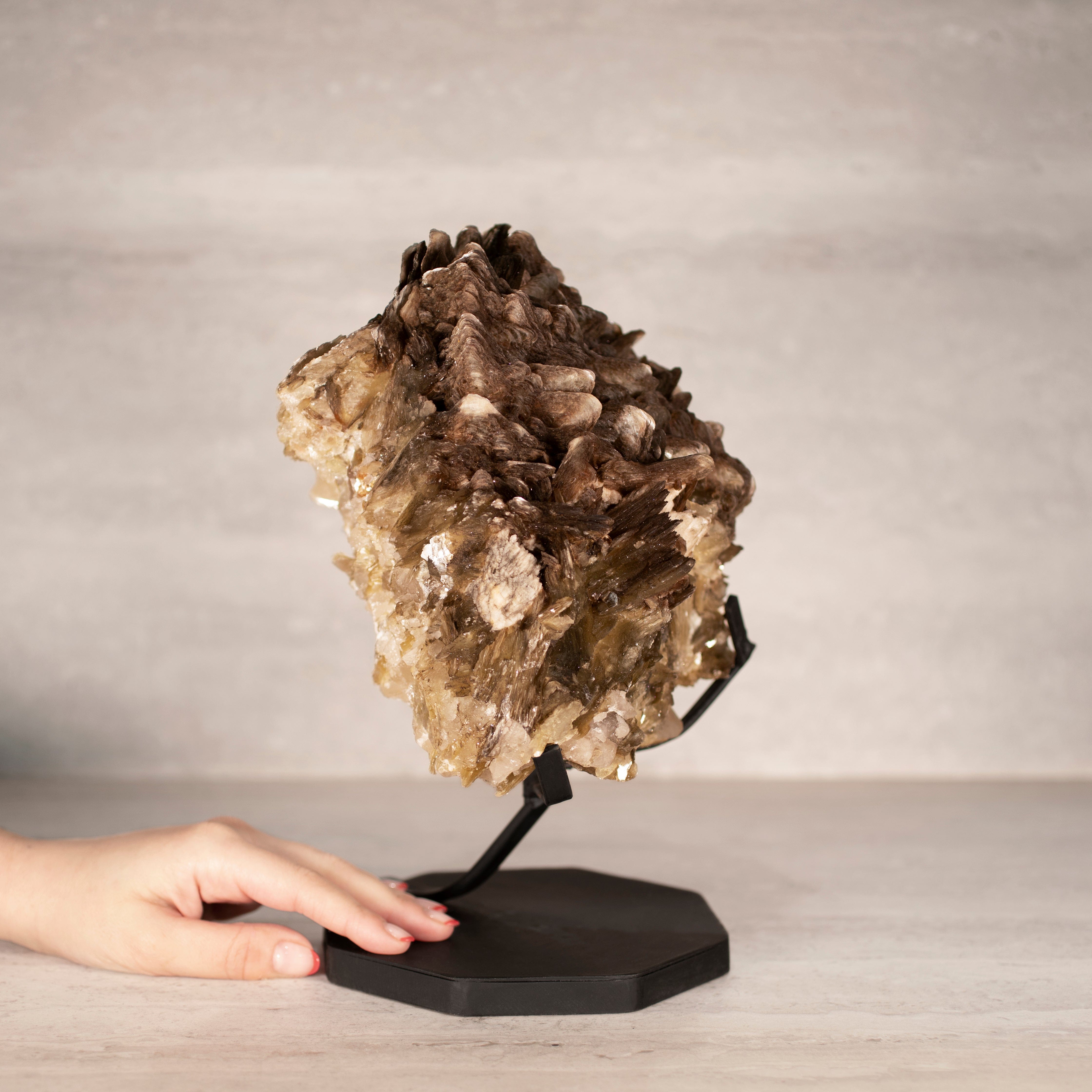 Kalifano Mica Natural Brazilian Mica & Albite on Custom Stand - 11" / 11 lbs MC2500.003
